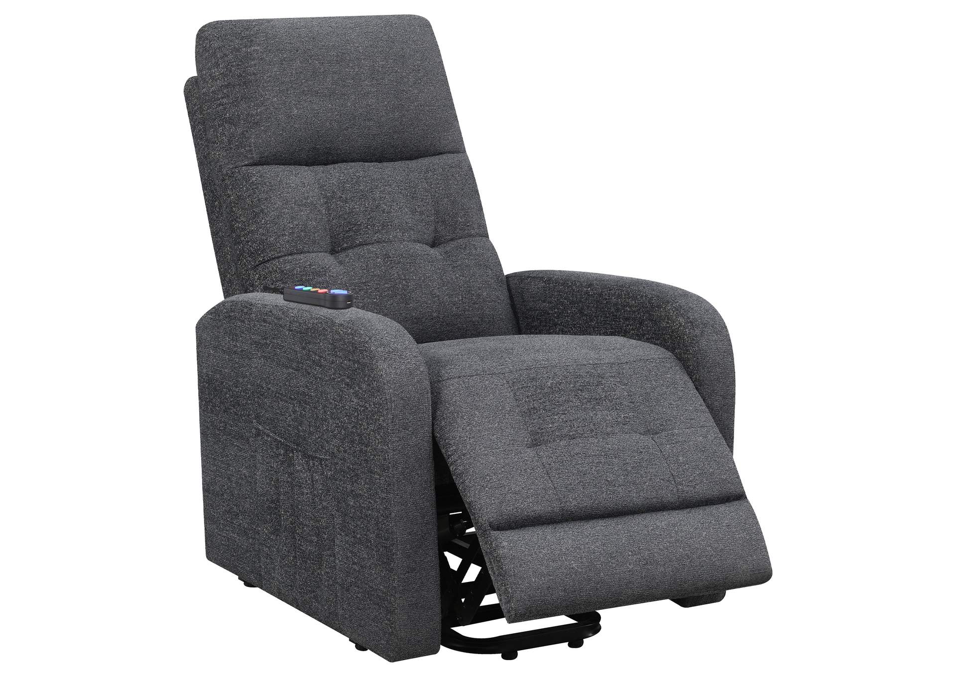 Howie Tufted Upholstered Power Lift Recliner Charcoal,Coaster Furniture