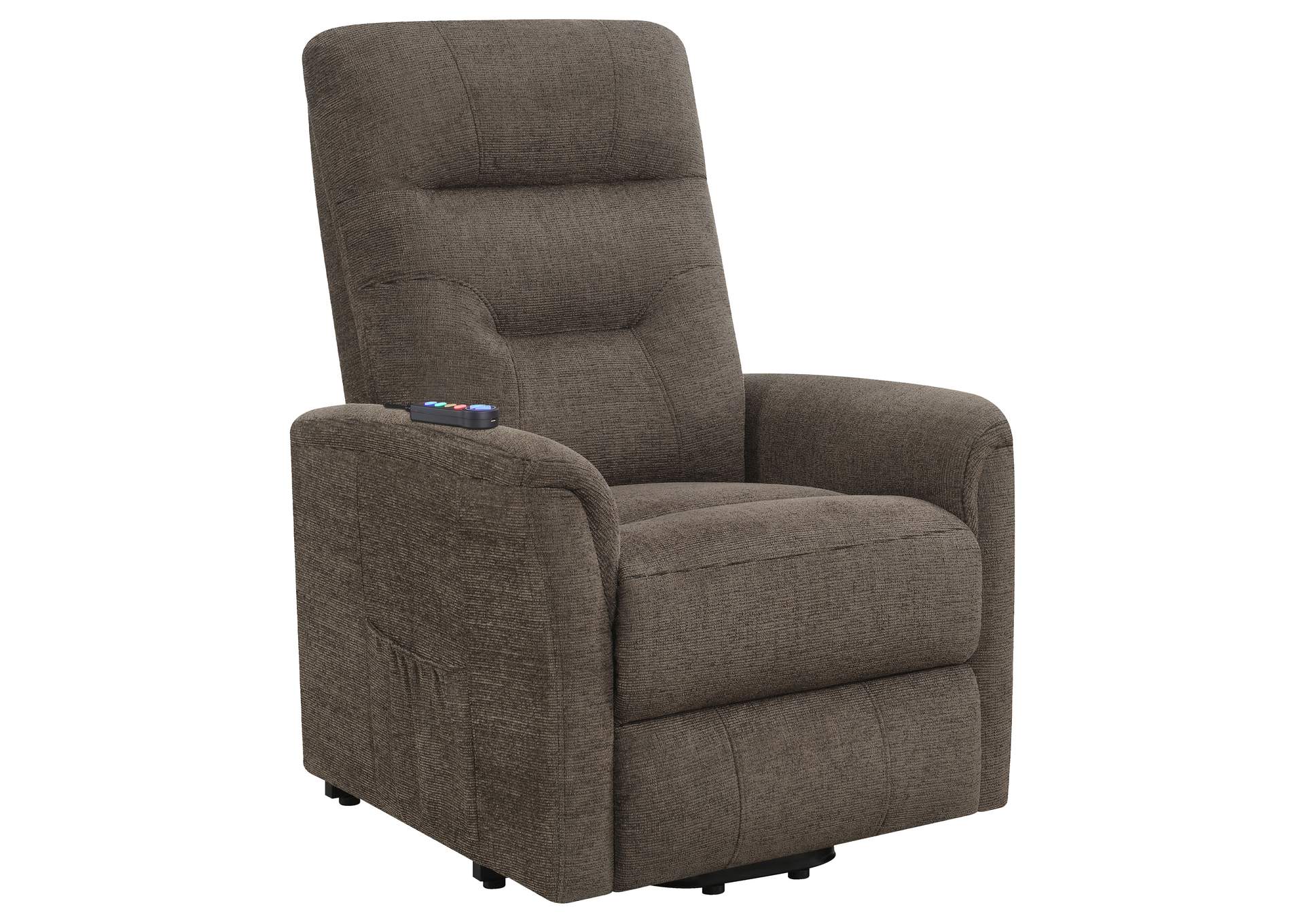 Henrietta Power Lift Recliner with Storage Pocket Brown,Coaster Furniture