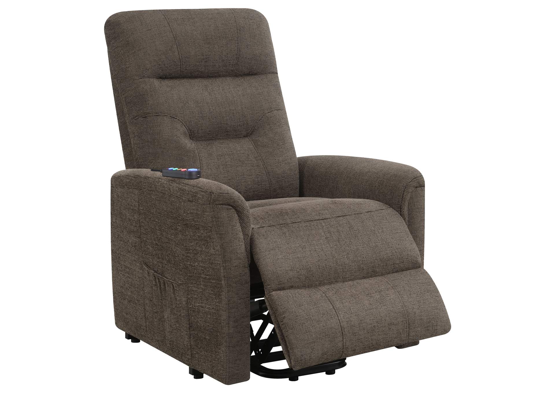 Henrietta Power Lift Recliner with Storage Pocket Brown,Coaster Furniture