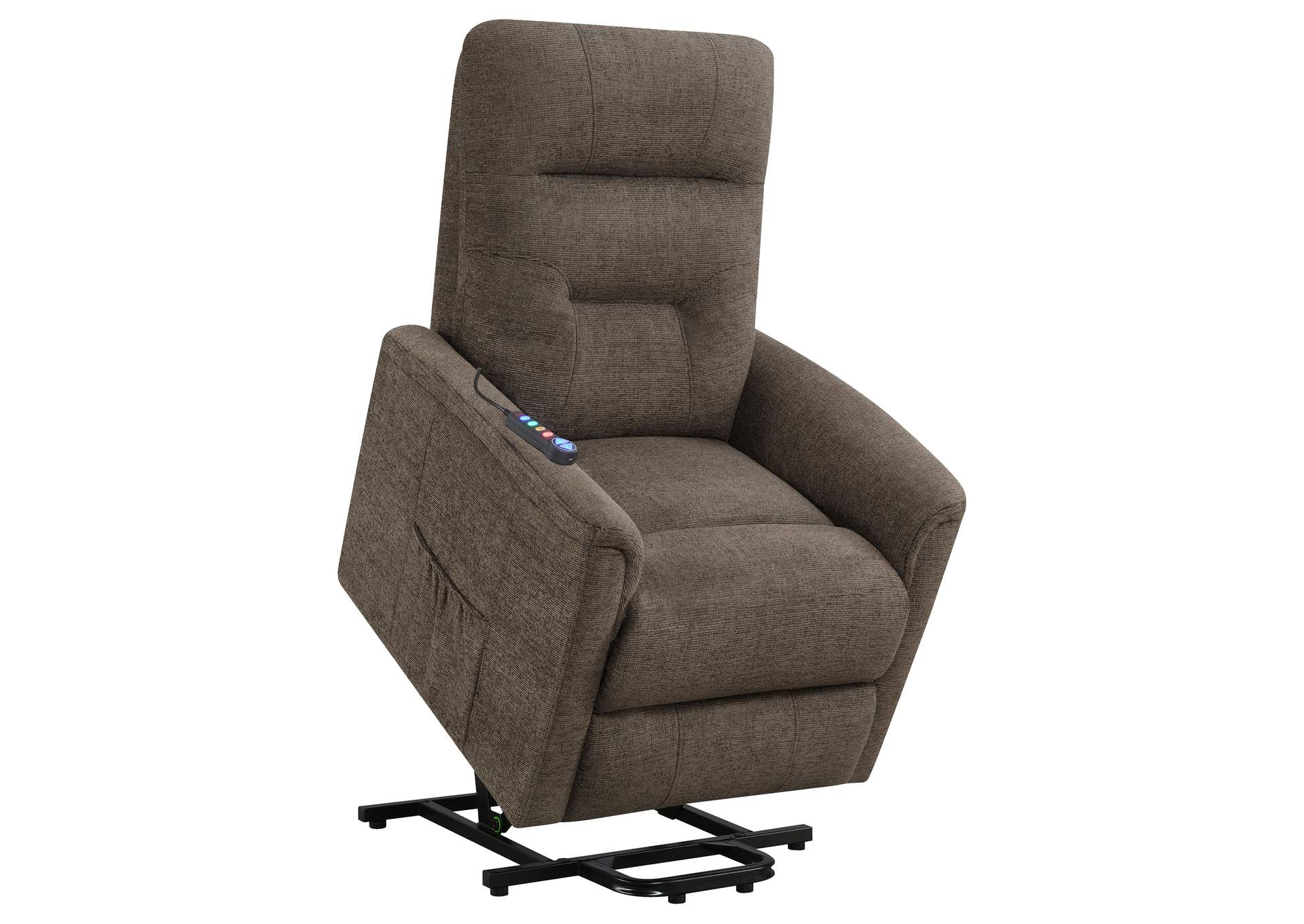 Henrietta Power Lift Recliner with Storage Pocket Brown,Coaster Furniture