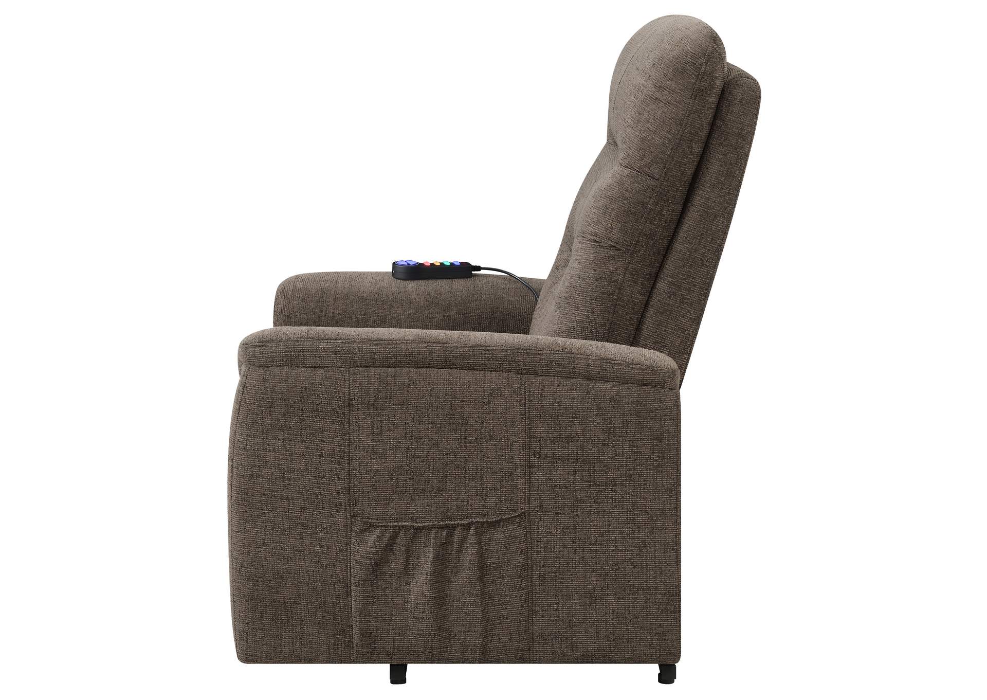 Henrietta Power Lift Recliner with Storage Pocket Brown,Coaster Furniture