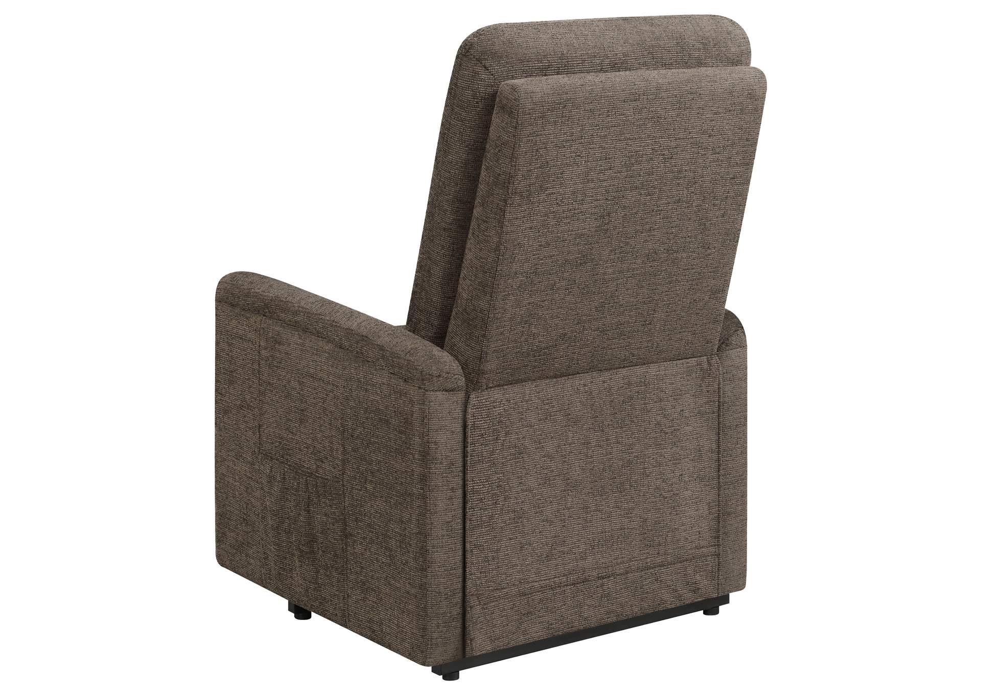 Henrietta Power Lift Recliner with Storage Pocket Brown,Coaster Furniture