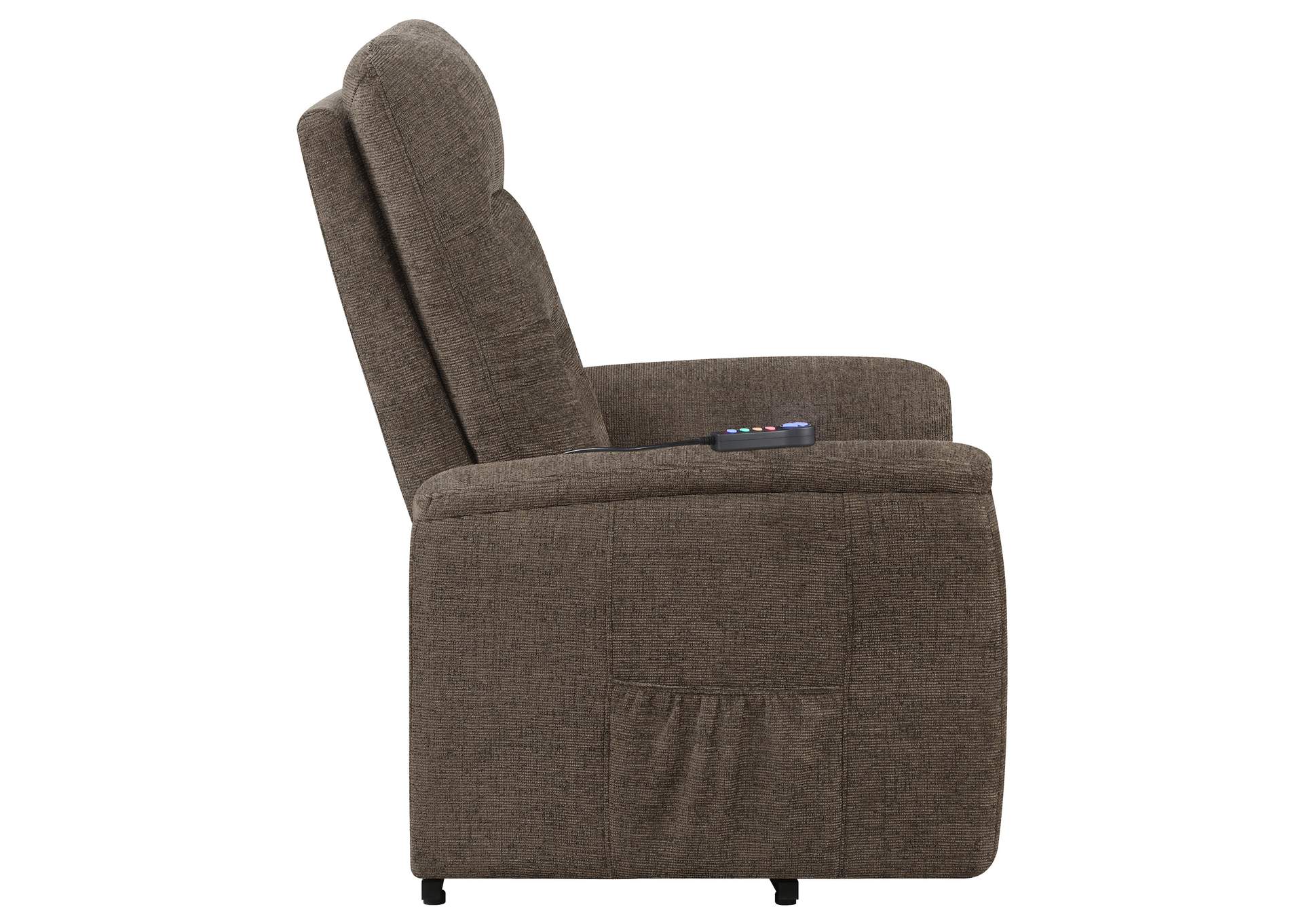 Henrietta Power Lift Recliner with Storage Pocket Brown,Coaster Furniture