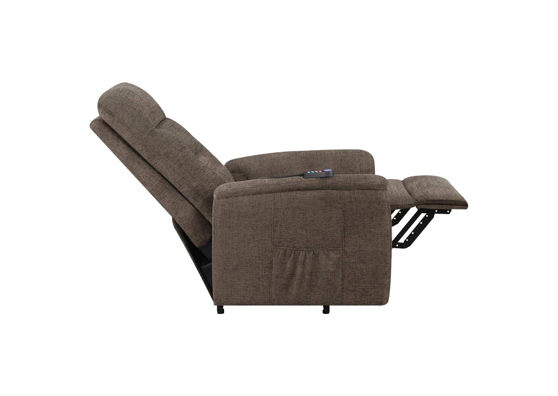 Henrietta Power Lift Recliner with Storage Pocket Brown,Coaster Furniture