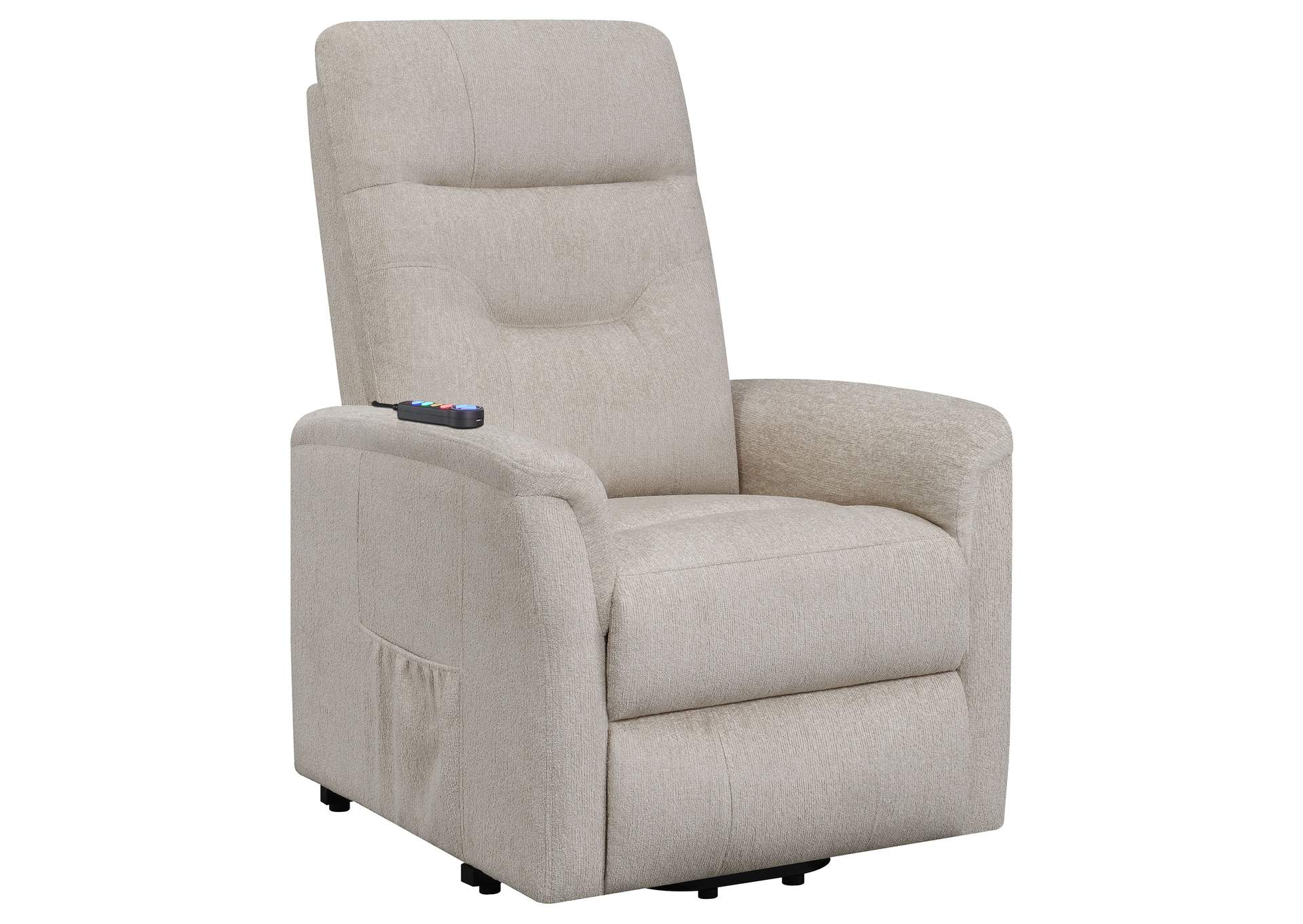 Henrietta Power Lift Recliner with Storage Pocket Beige,Coaster Furniture