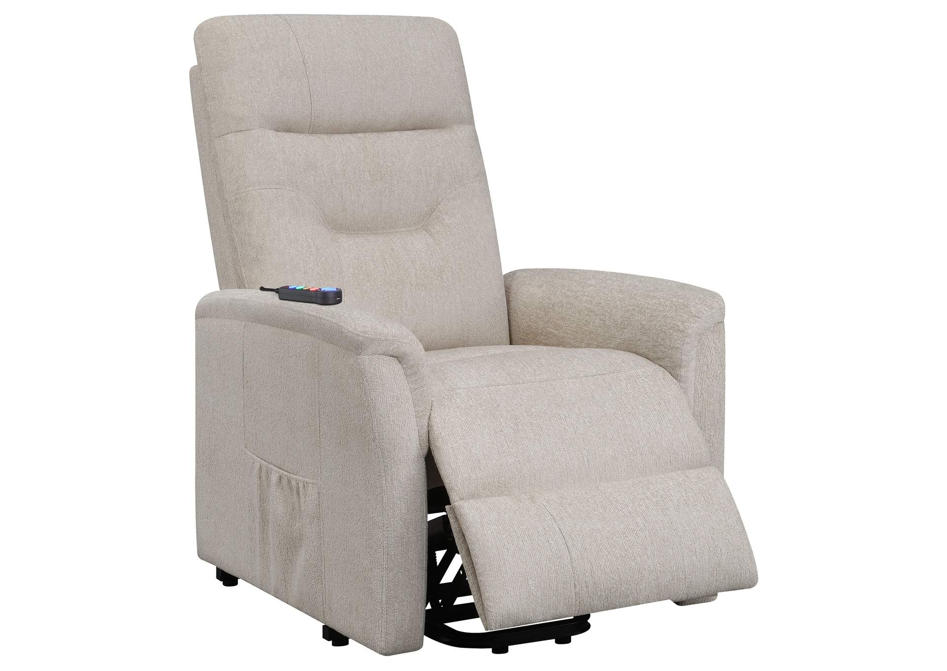 Henrietta Power Lift Recliner with Storage Pocket Beige,Coaster Furniture