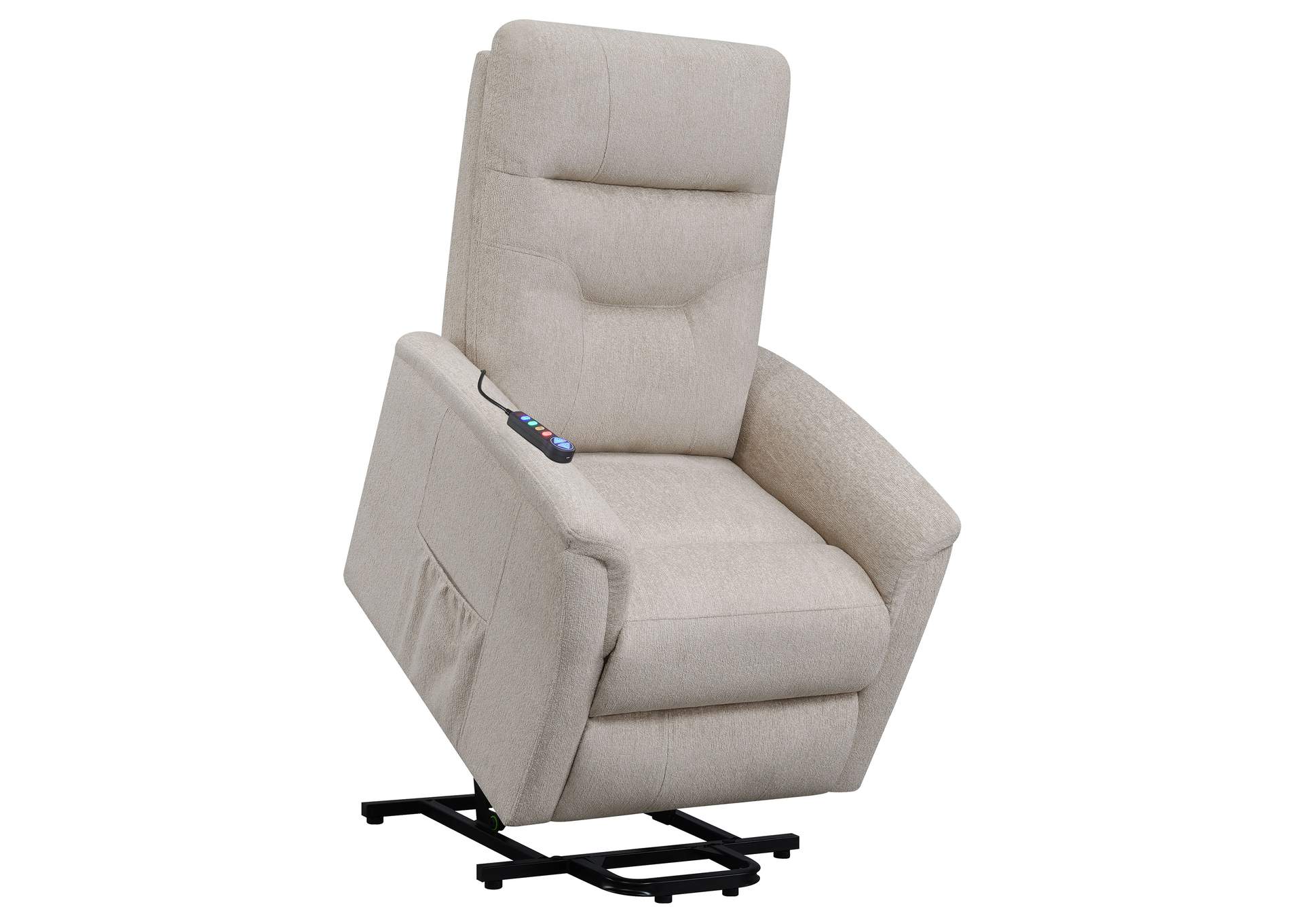 Henrietta Power Lift Recliner with Storage Pocket Beige,Coaster Furniture