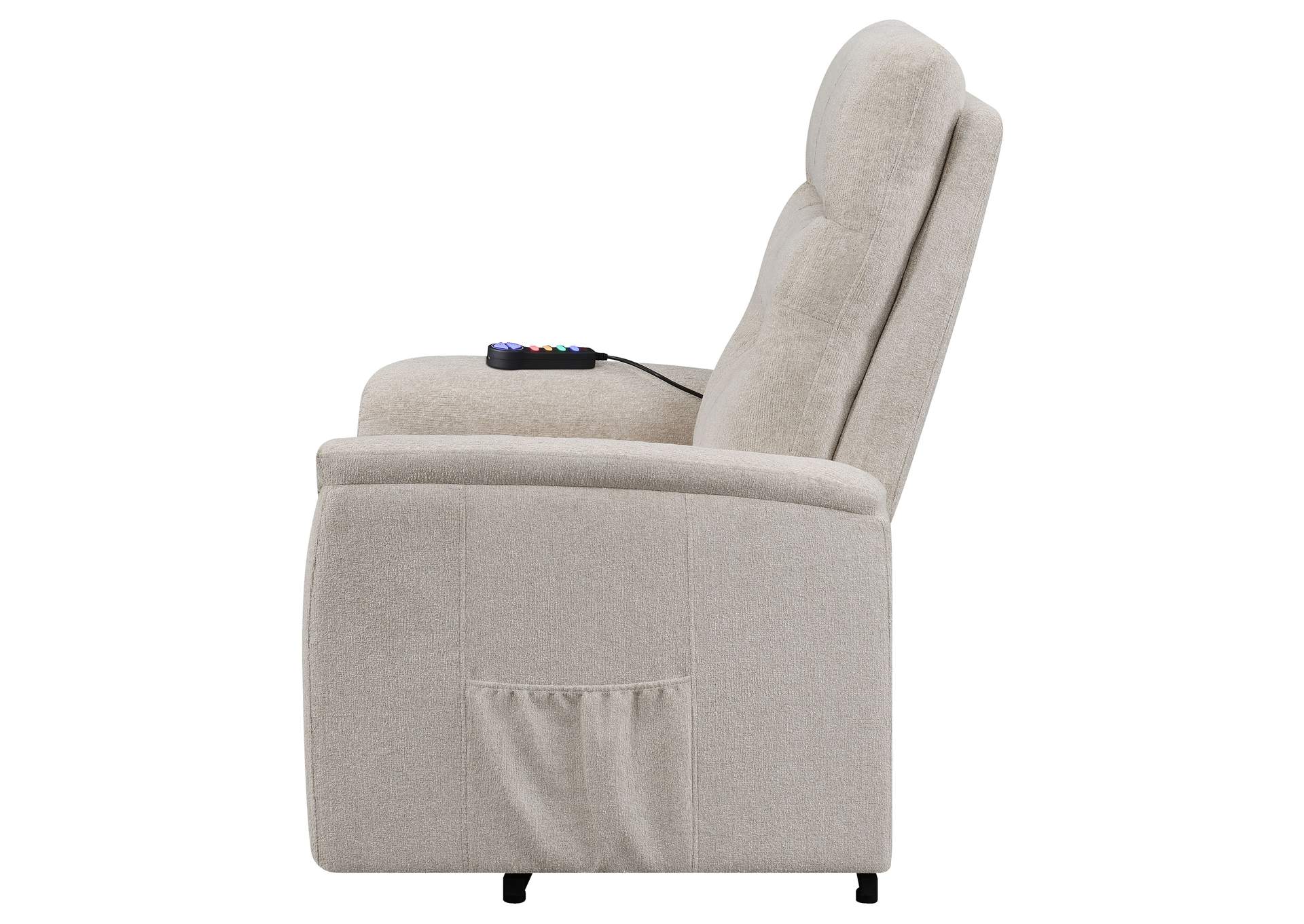 Henrietta Power Lift Recliner with Storage Pocket Beige,Coaster Furniture