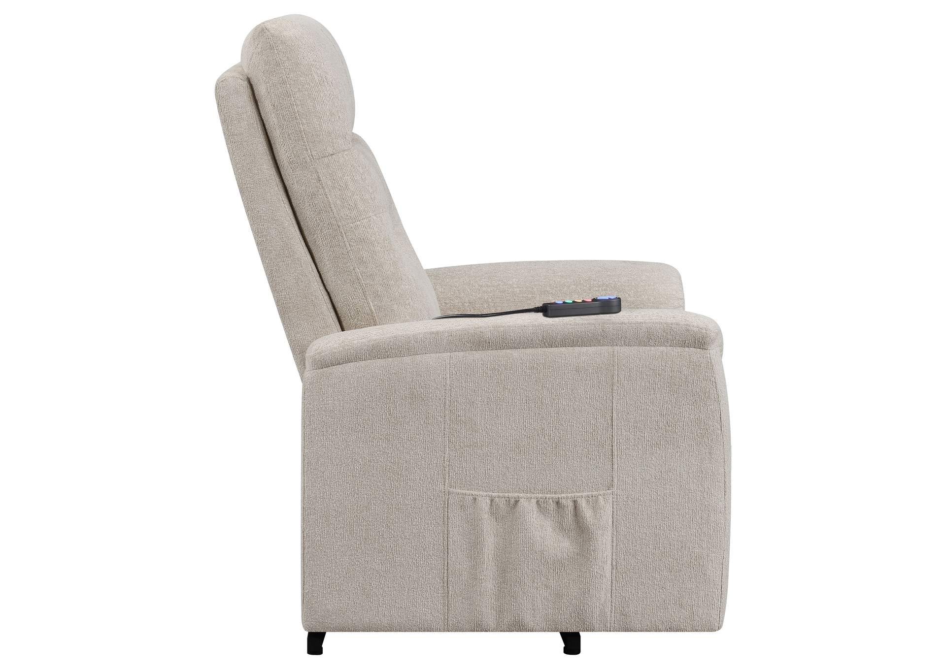 Henrietta Power Lift Recliner with Storage Pocket Beige,Coaster Furniture