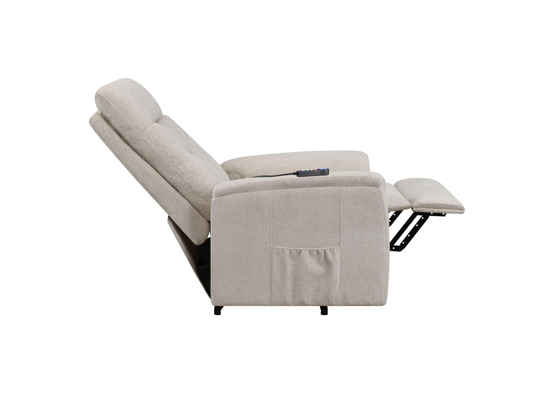 Henrietta Power Lift Recliner with Storage Pocket Beige,Coaster Furniture