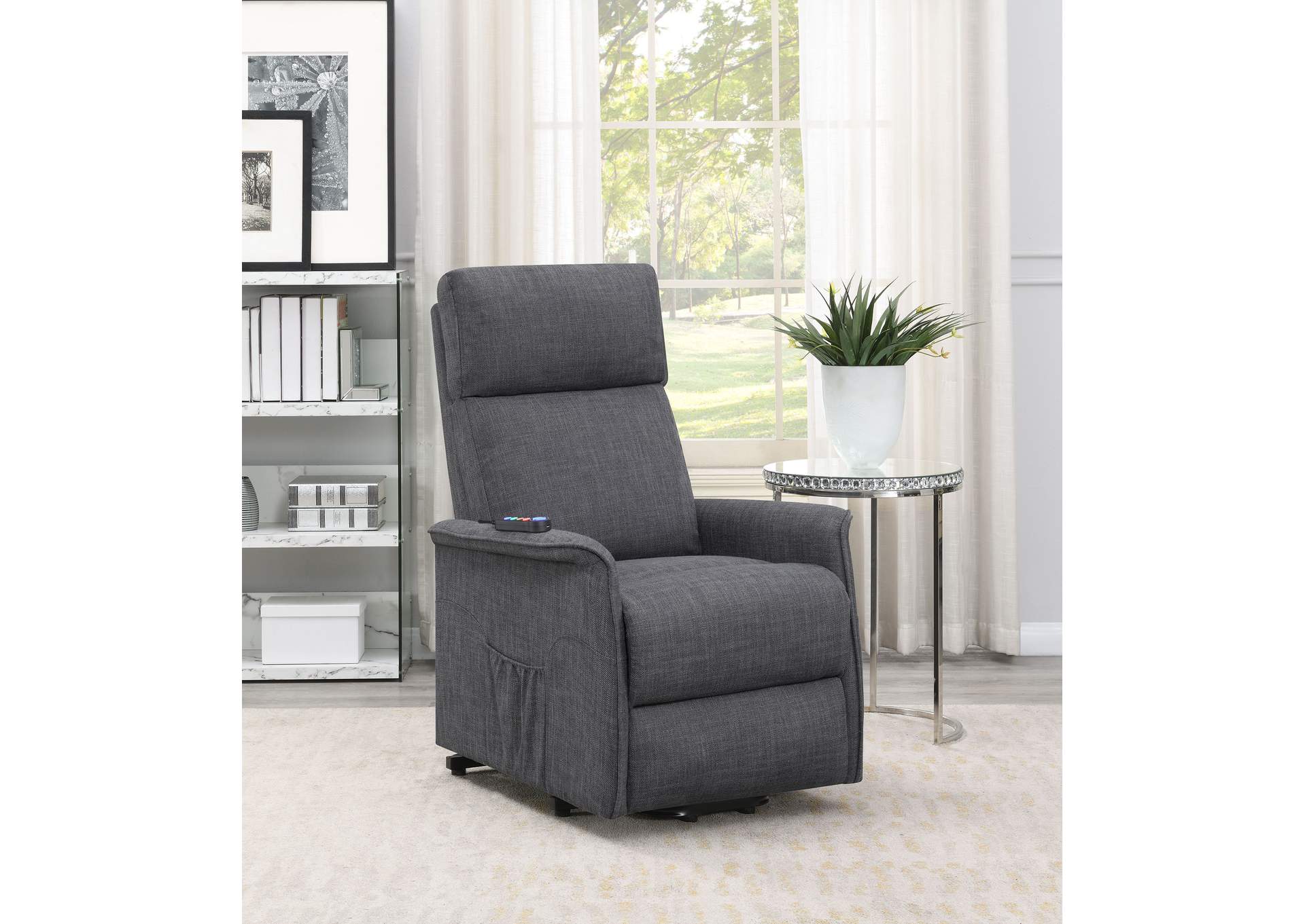 Herrera Power Lift Recliner with Wired Remote Charcoal,Coaster Furniture