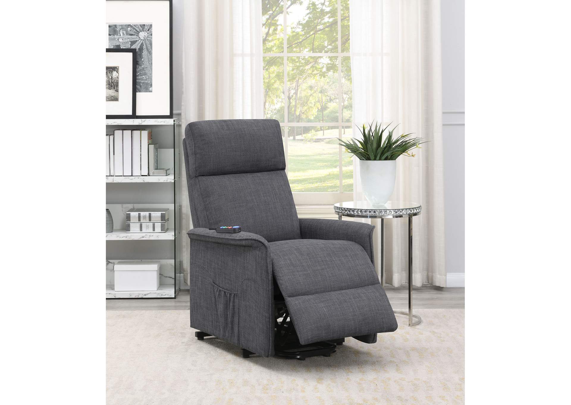 Herrera Power Lift Recliner with Wired Remote Charcoal,Coaster Furniture