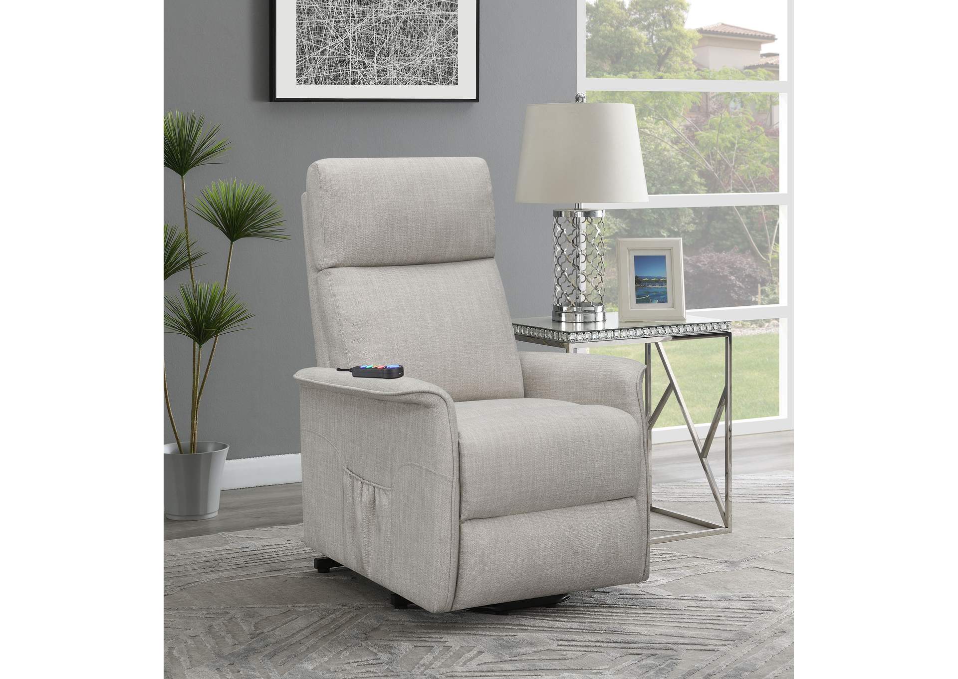 Herrera Power Lift Recliner with Wired Remote Beige,Coaster Furniture