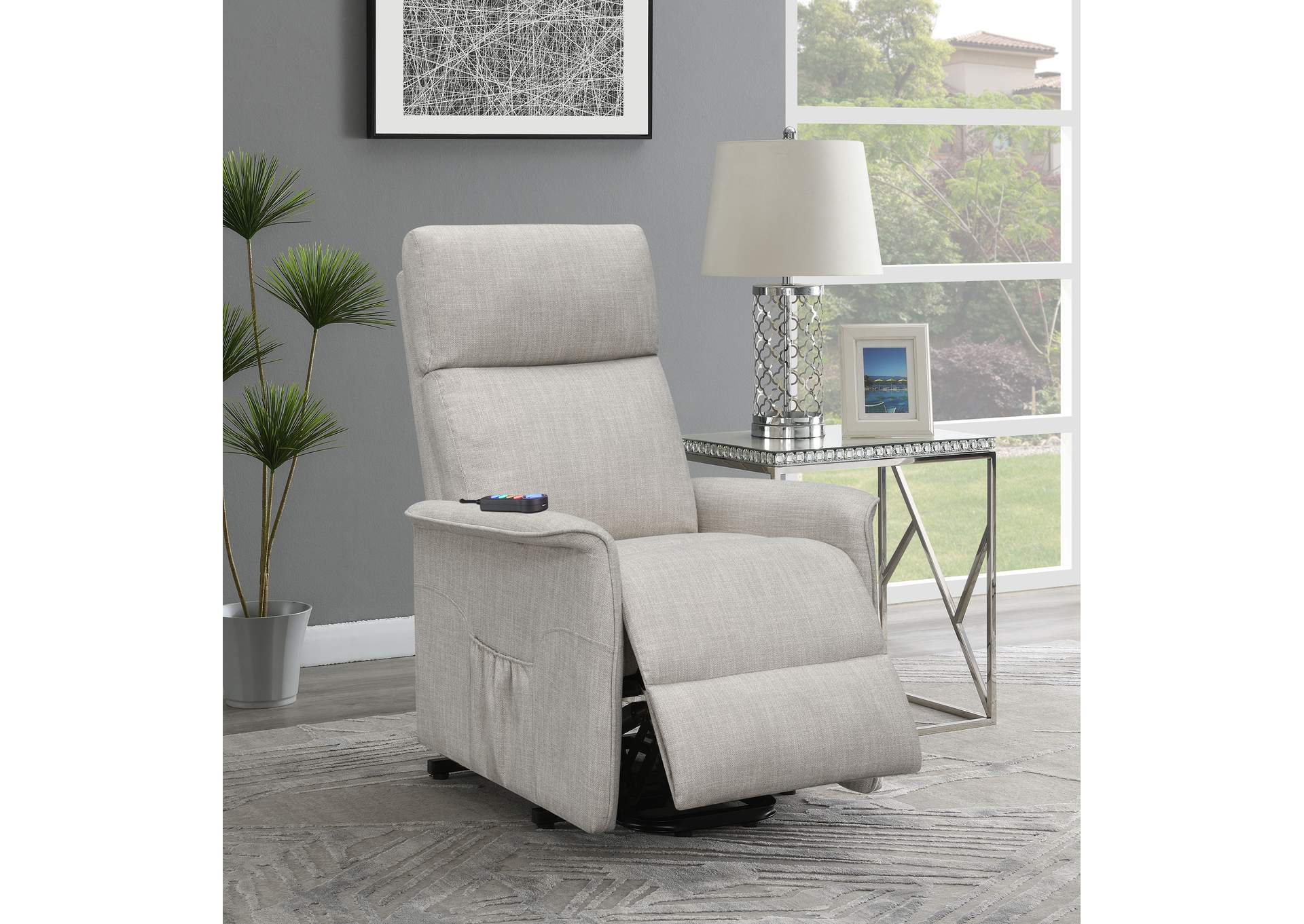 Herrera Power Lift Recliner with Wired Remote Beige,Coaster Furniture