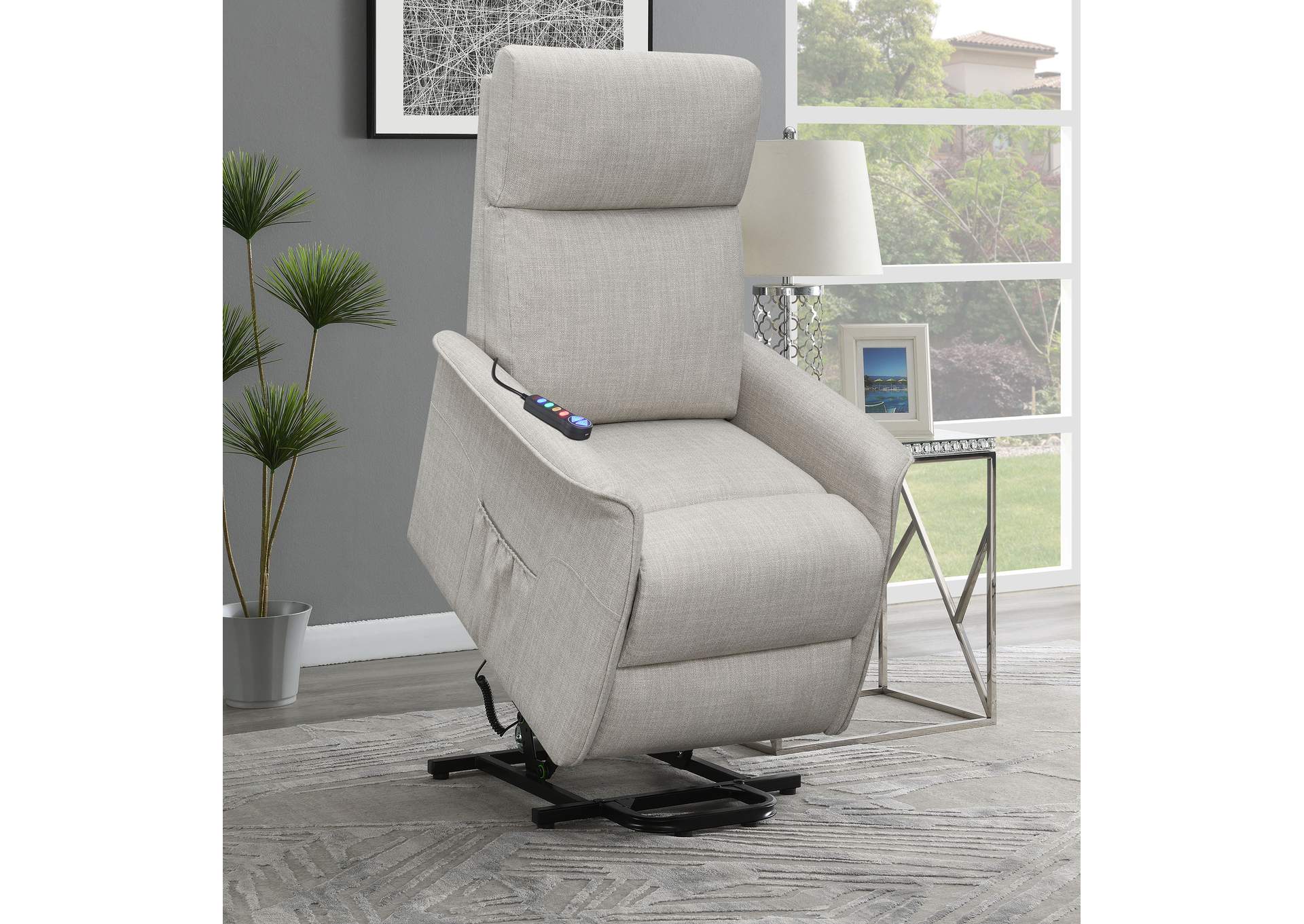 Herrera Power Lift Recliner with Wired Remote Beige,Coaster Furniture