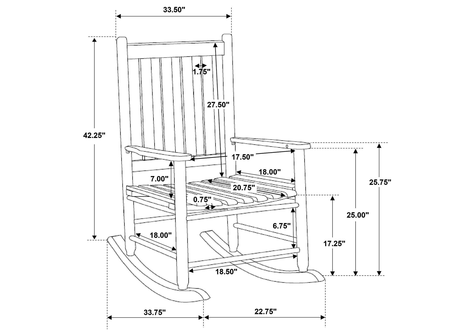 Annie Slat Back Wooden Rocking Chair White,Coaster Furniture