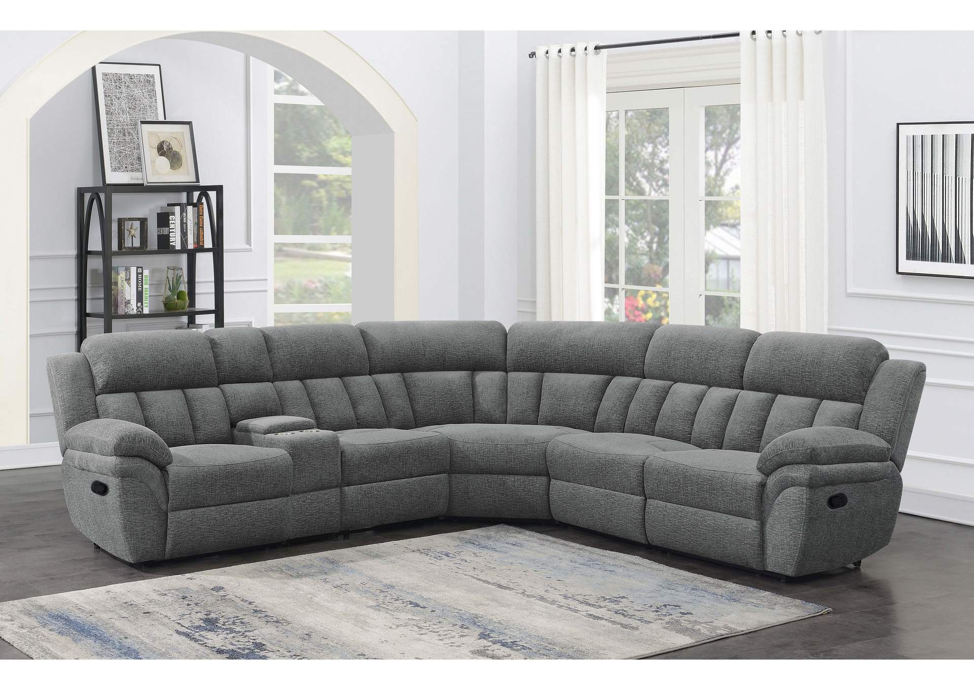 Bahrain 6-piece Upholstered Motion Sectional Charcoal,Coaster Furniture