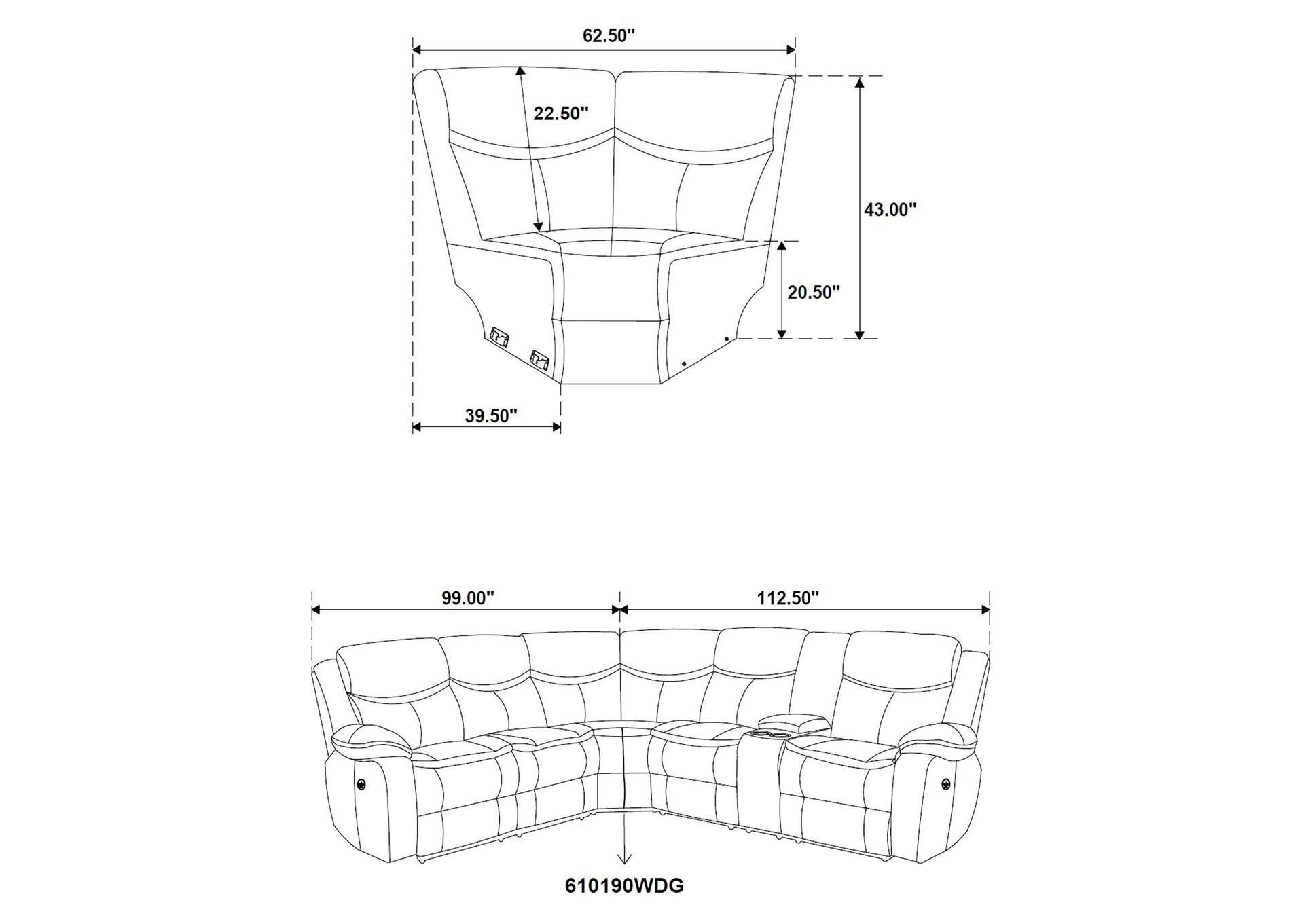 3 PC POWER SECTIONAL,Coaster Furniture