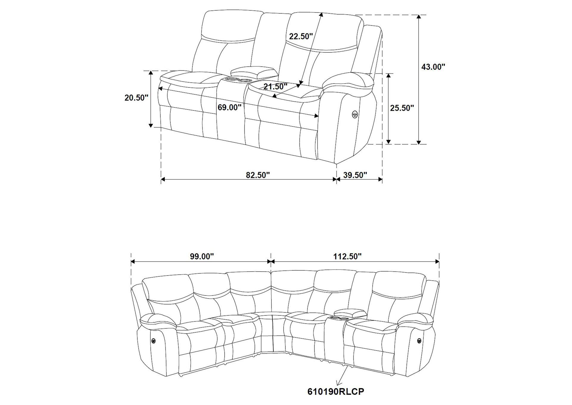 3 PC POWER SECTIONAL,Coaster Furniture