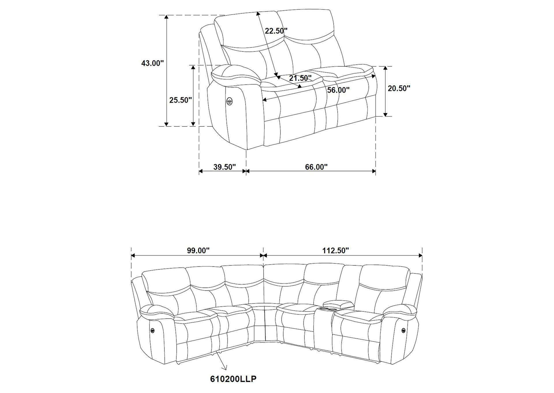 3 PC POWER SECTIONAL,Coaster Furniture