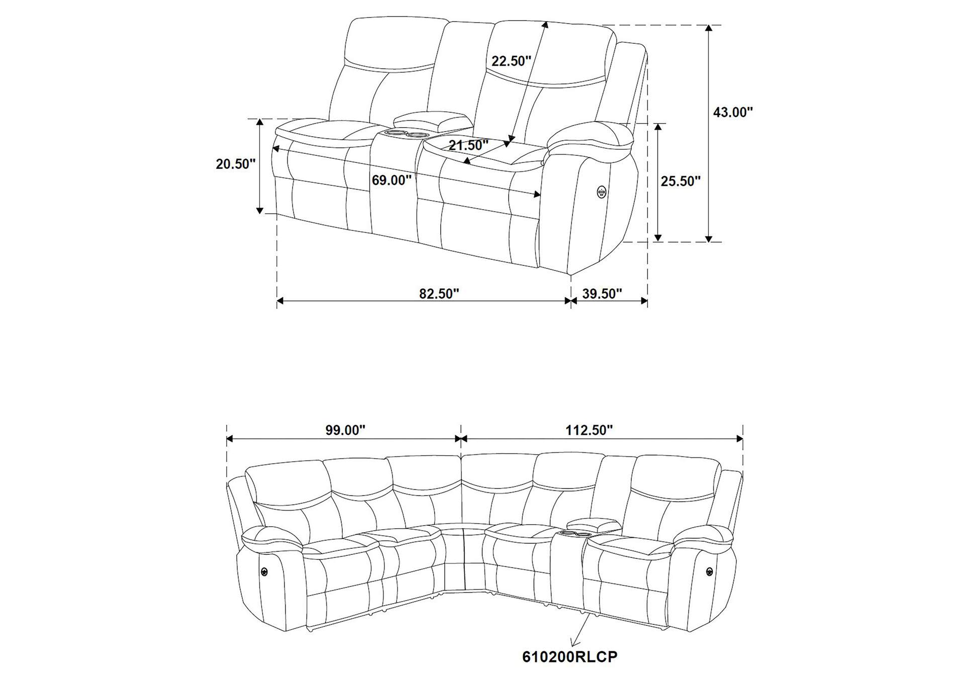 3 PC POWER SECTIONAL,Coaster Furniture