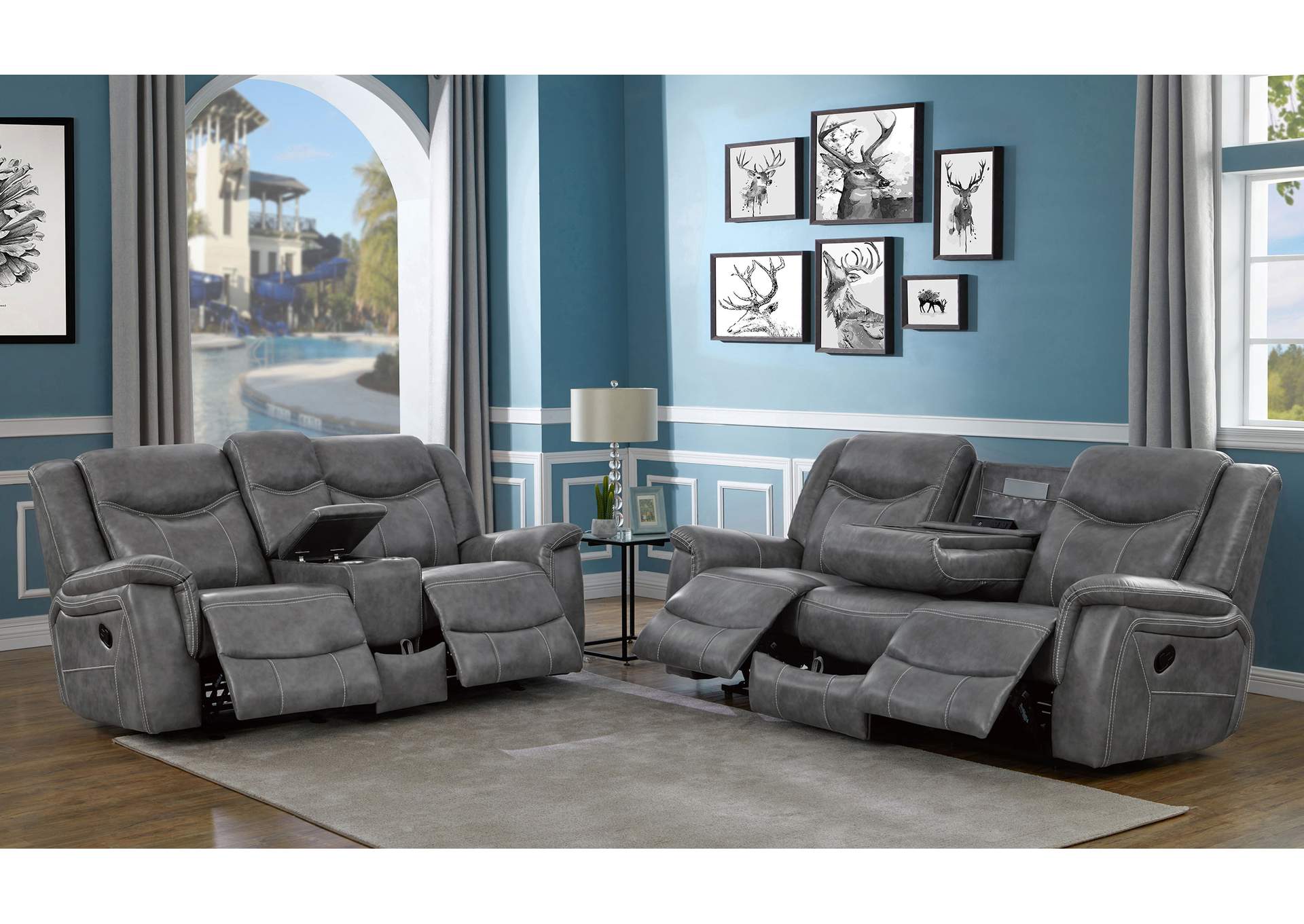 Conrad 2-piece Living Room Set Grey,Coaster Furniture