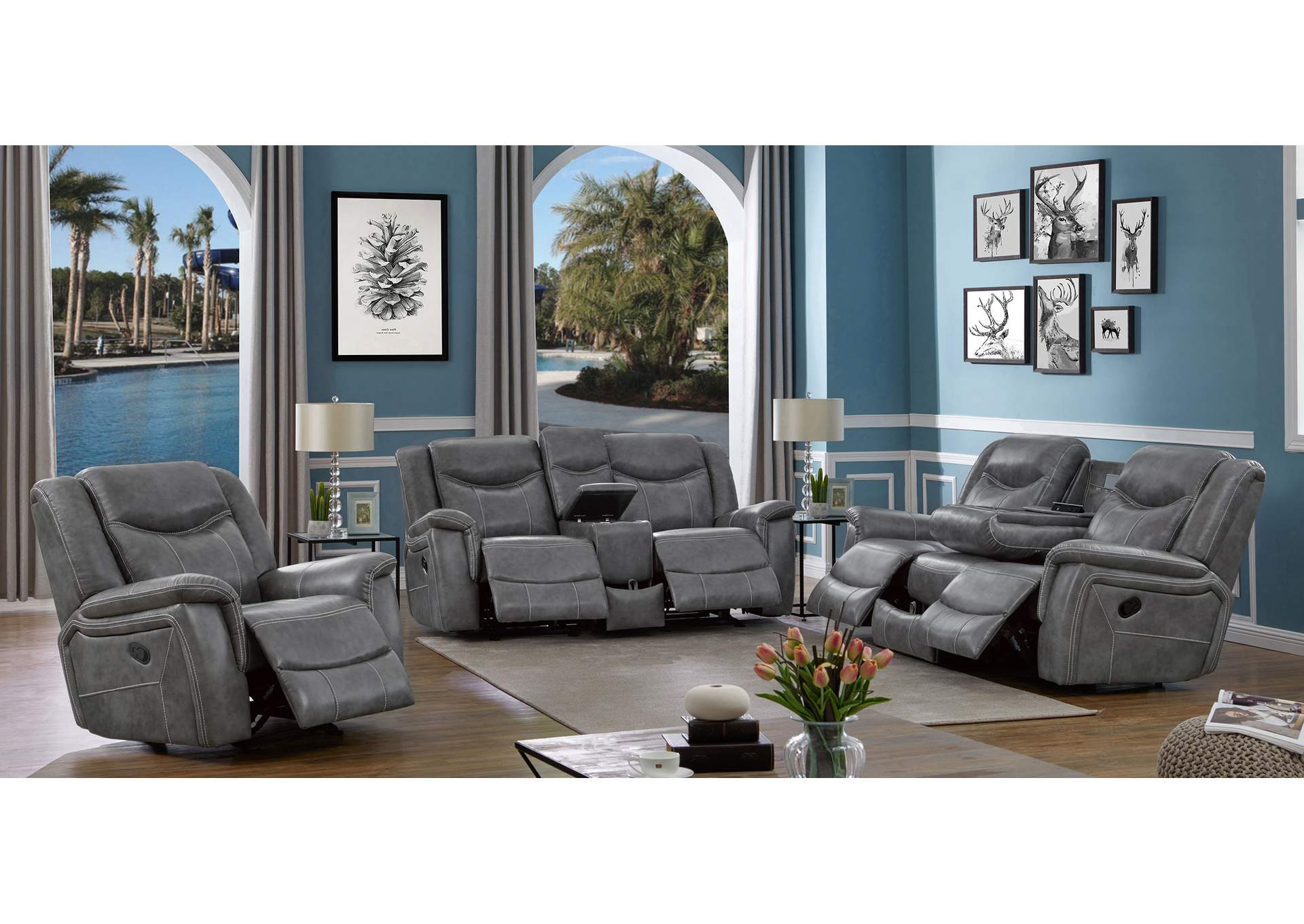 Conrad 3-piece Living Room Set Grey,Coaster Furniture