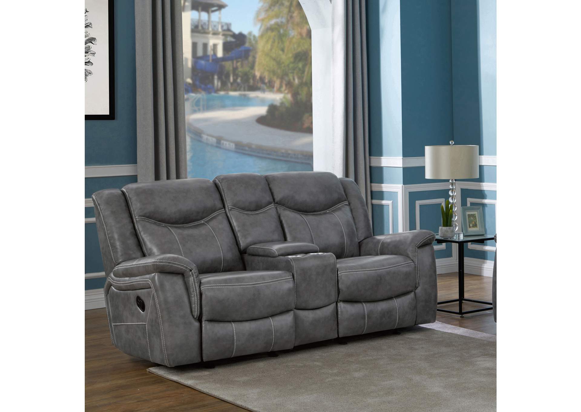 Conrad Upholstered Motion Loveseat Cool Grey,Coaster Furniture