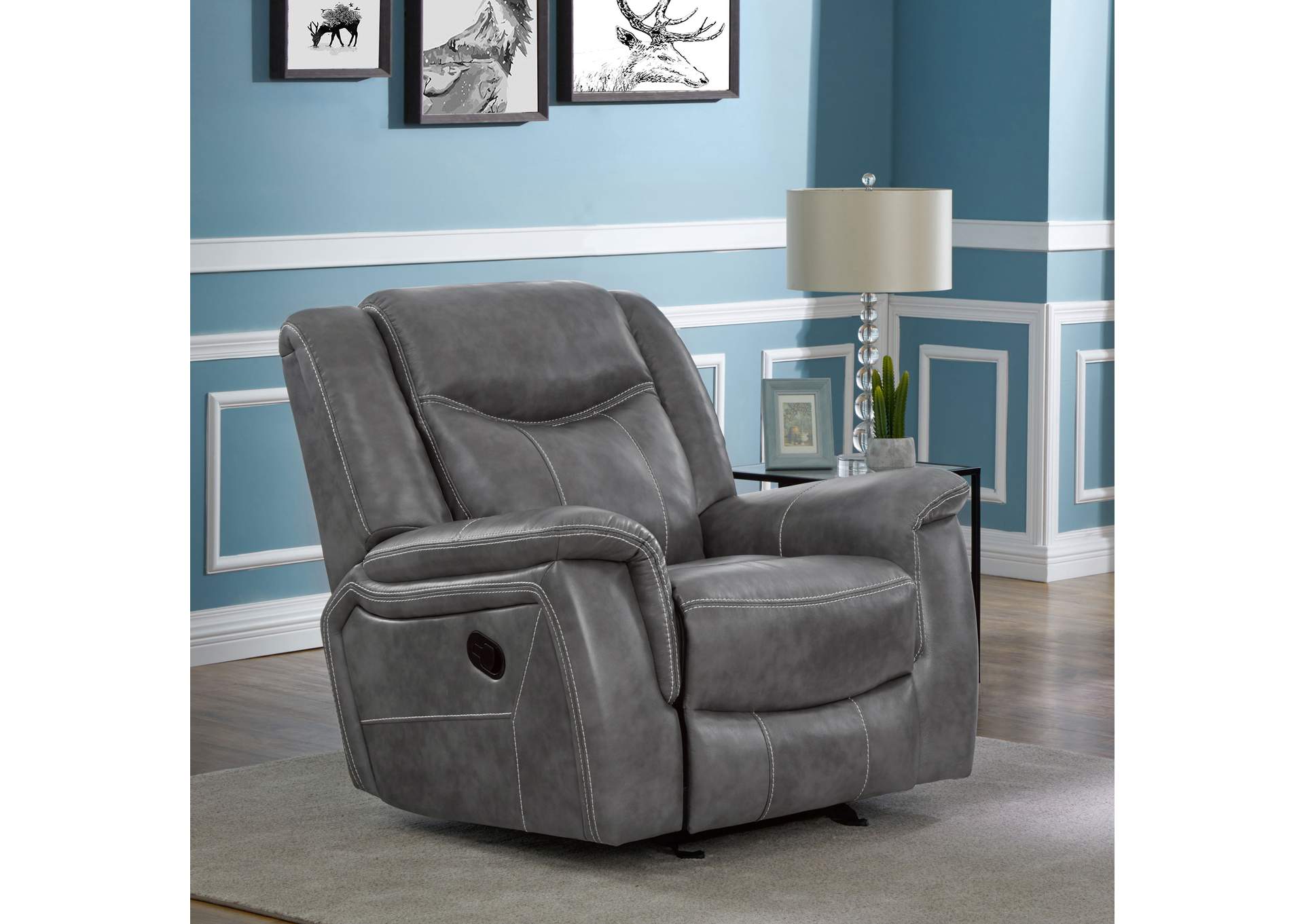 Conrad Upholstered Motion Glider Recliner Grey,Coaster Furniture