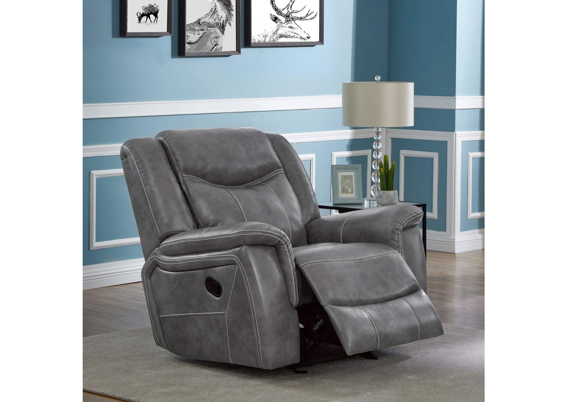 Conrad Upholstered Motion Glider Recliner Grey,Coaster Furniture