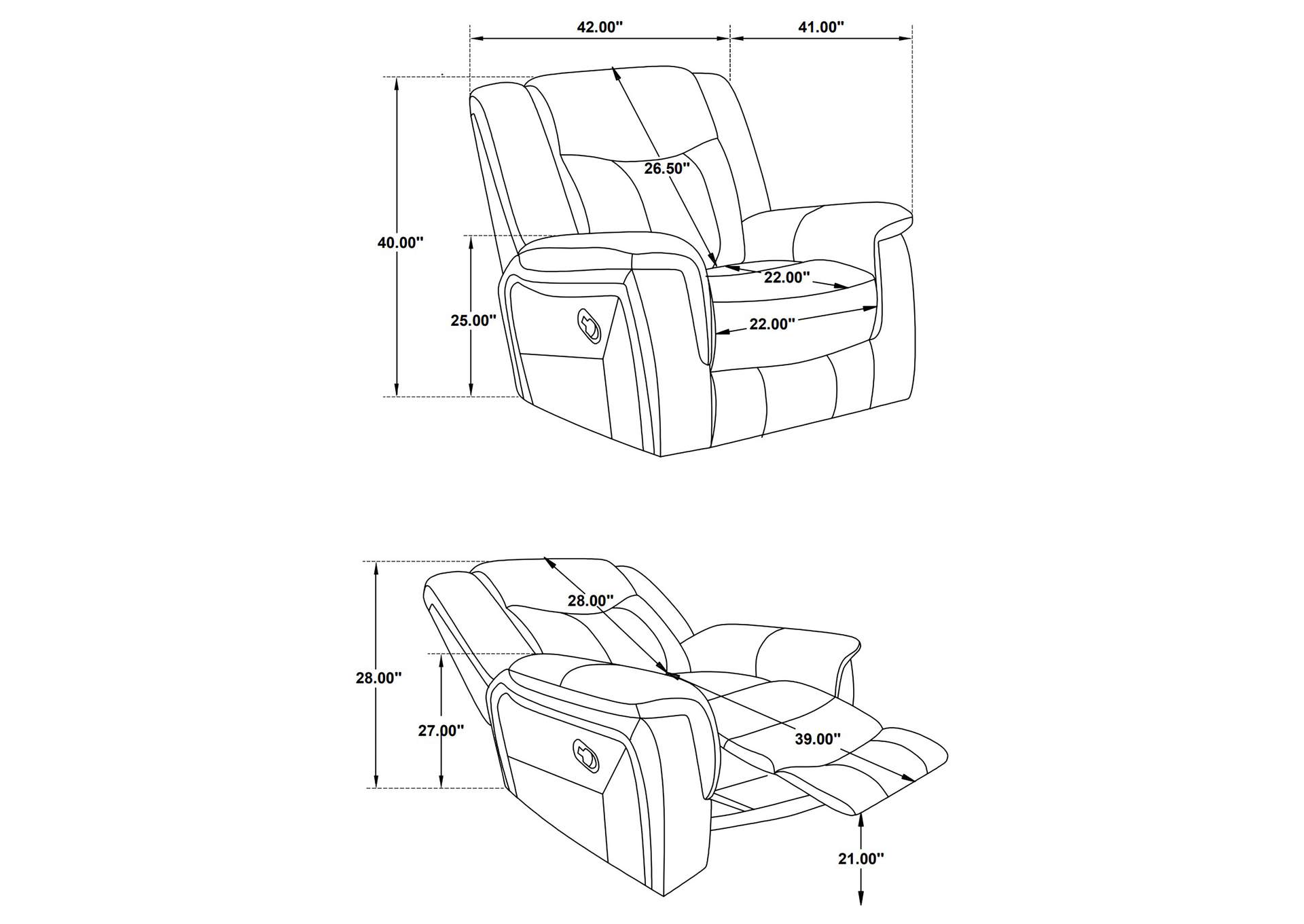 Conrad Upholstered Motion Glider Recliner Grey,Coaster Furniture