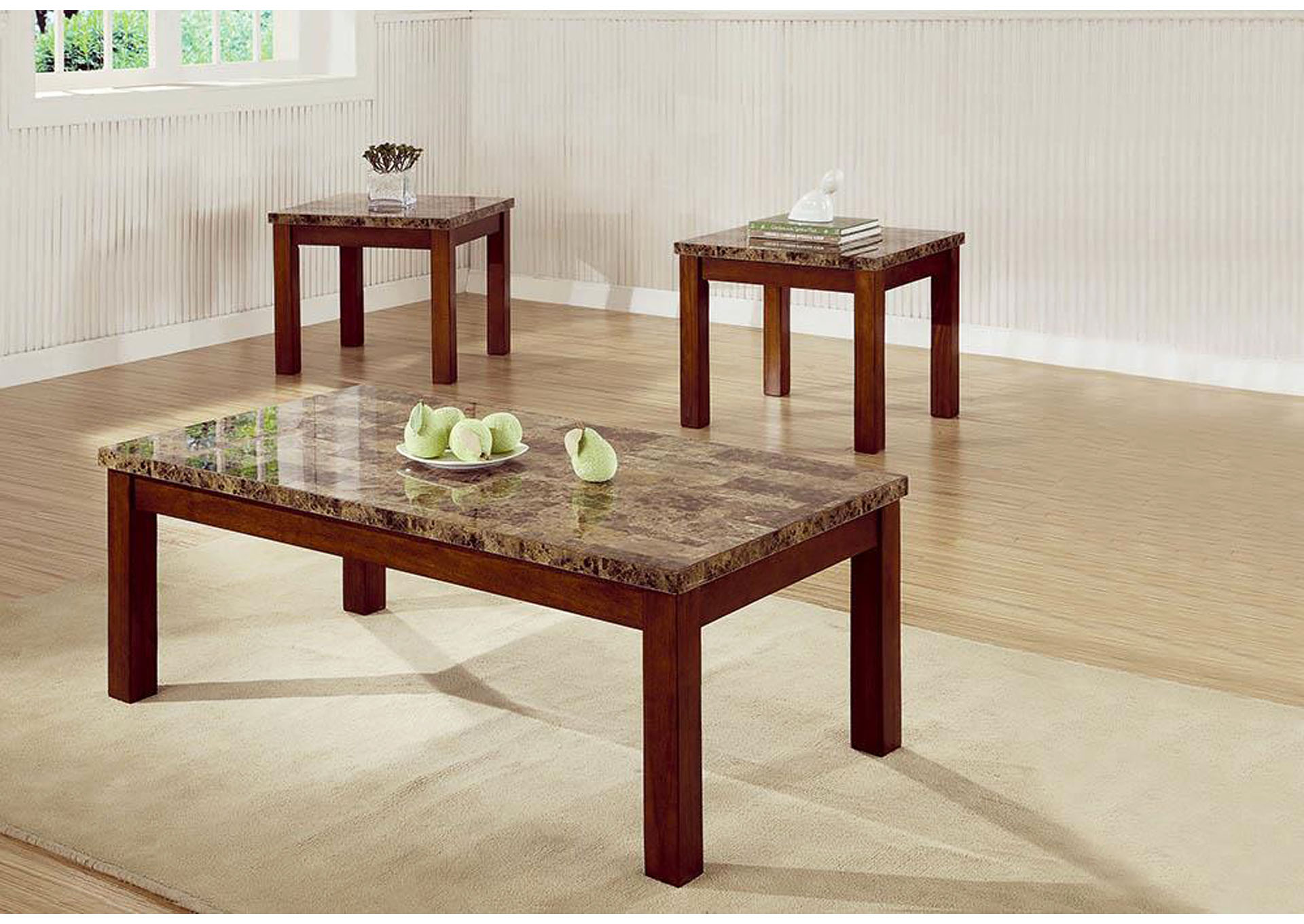 3pc Marble Looking Occasional Table Set,ABF Coaster Furniture