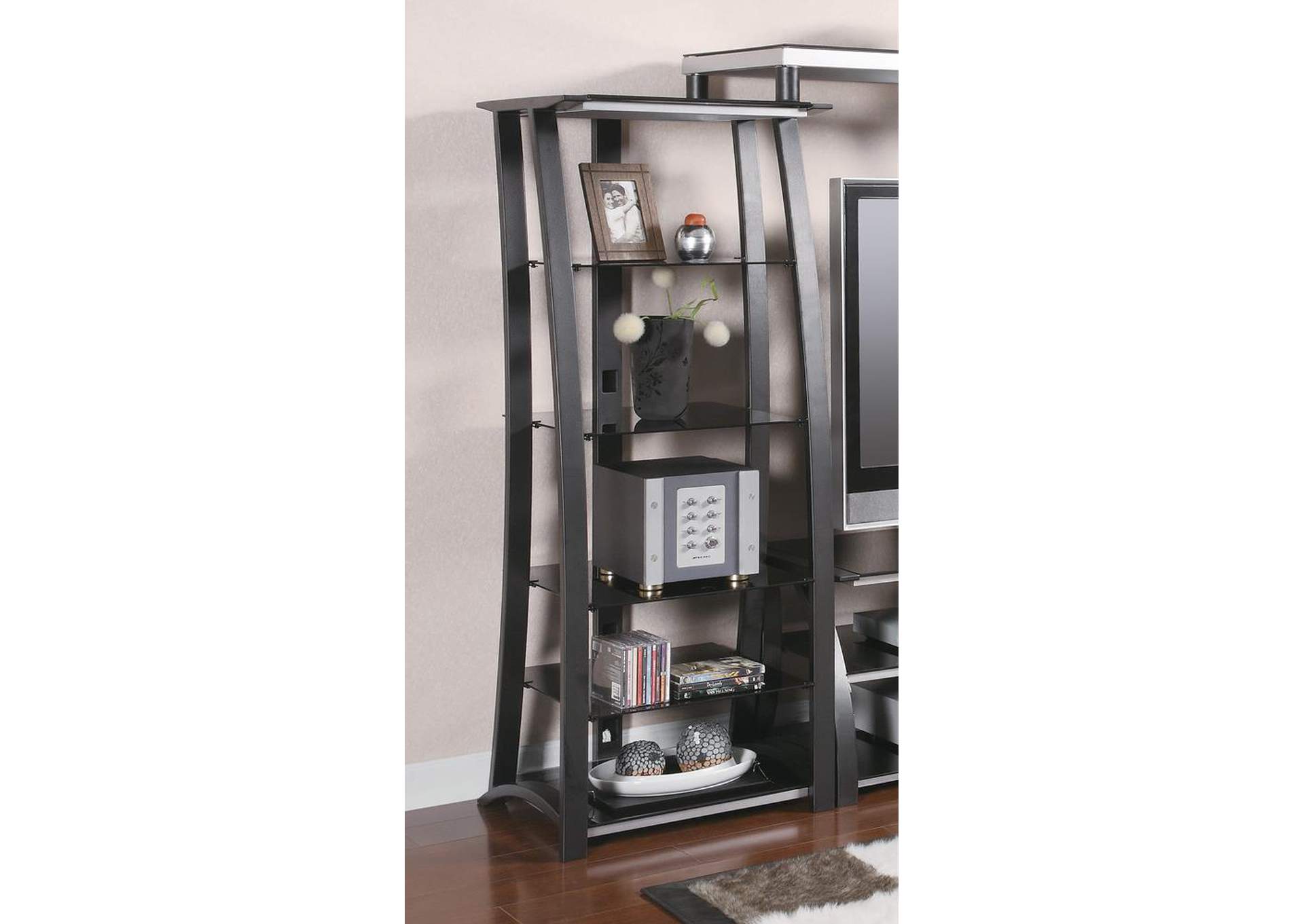 Black/ Silver Media Tower,ABF Coaster Furniture