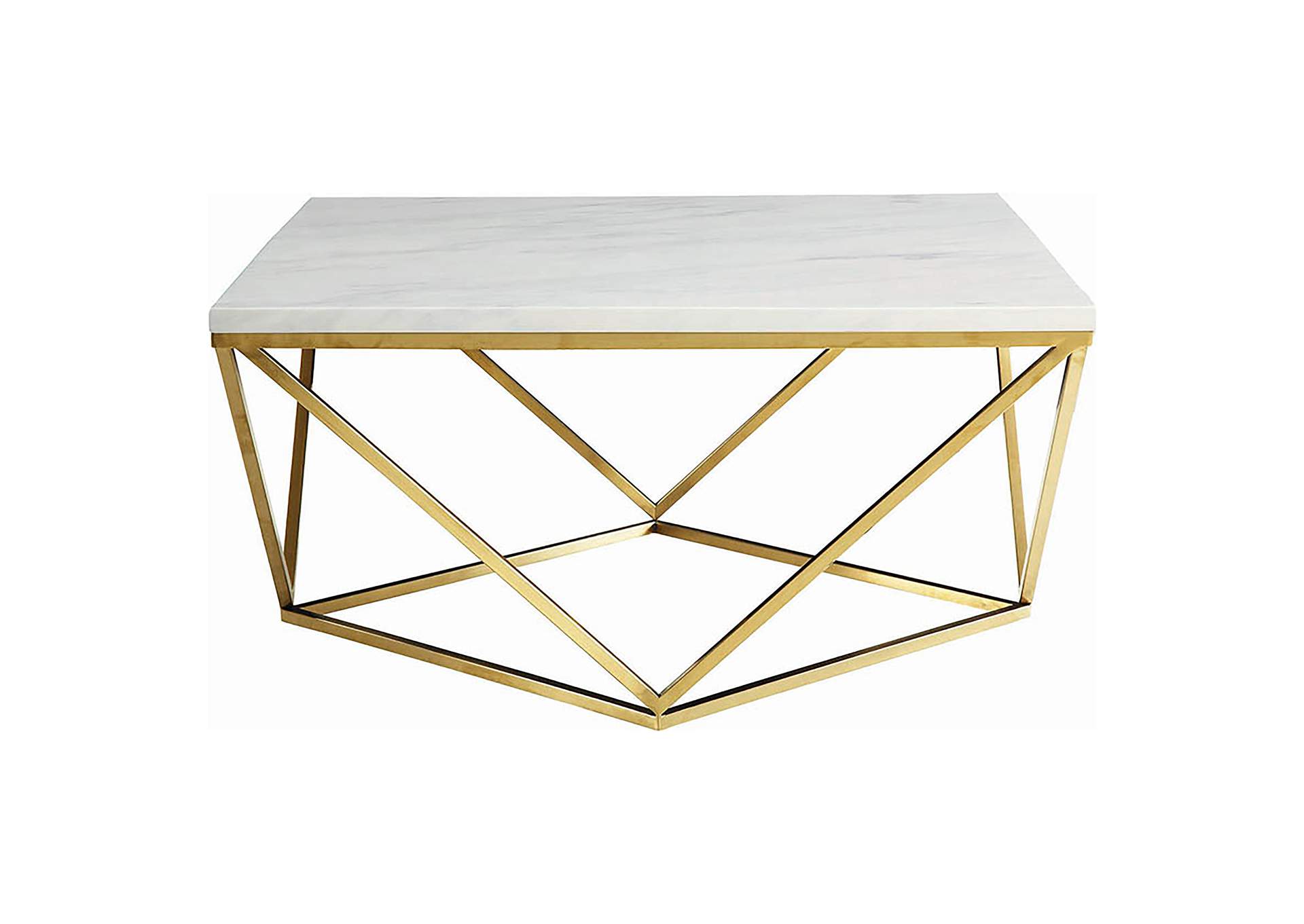 Meryl Square Coffee Table White and Gold,Coaster Furniture