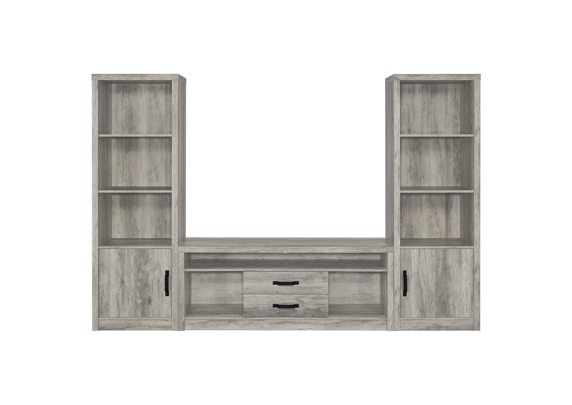 Burke 3-piece Entertainment Center Grey Driftwood,Coaster Furniture