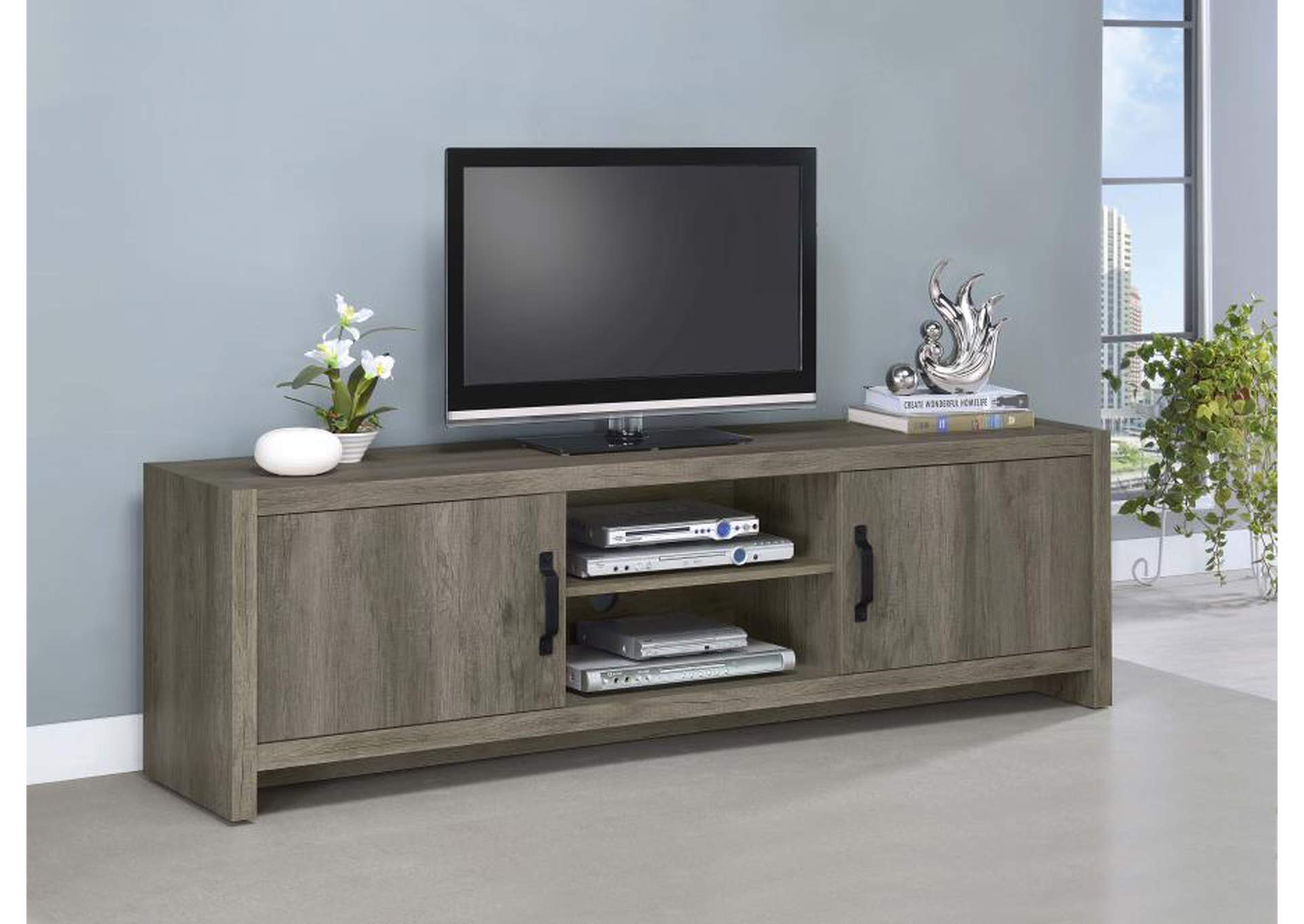 Hays 2-Door Tv Console Grey Driftwood,Coaster Furniture