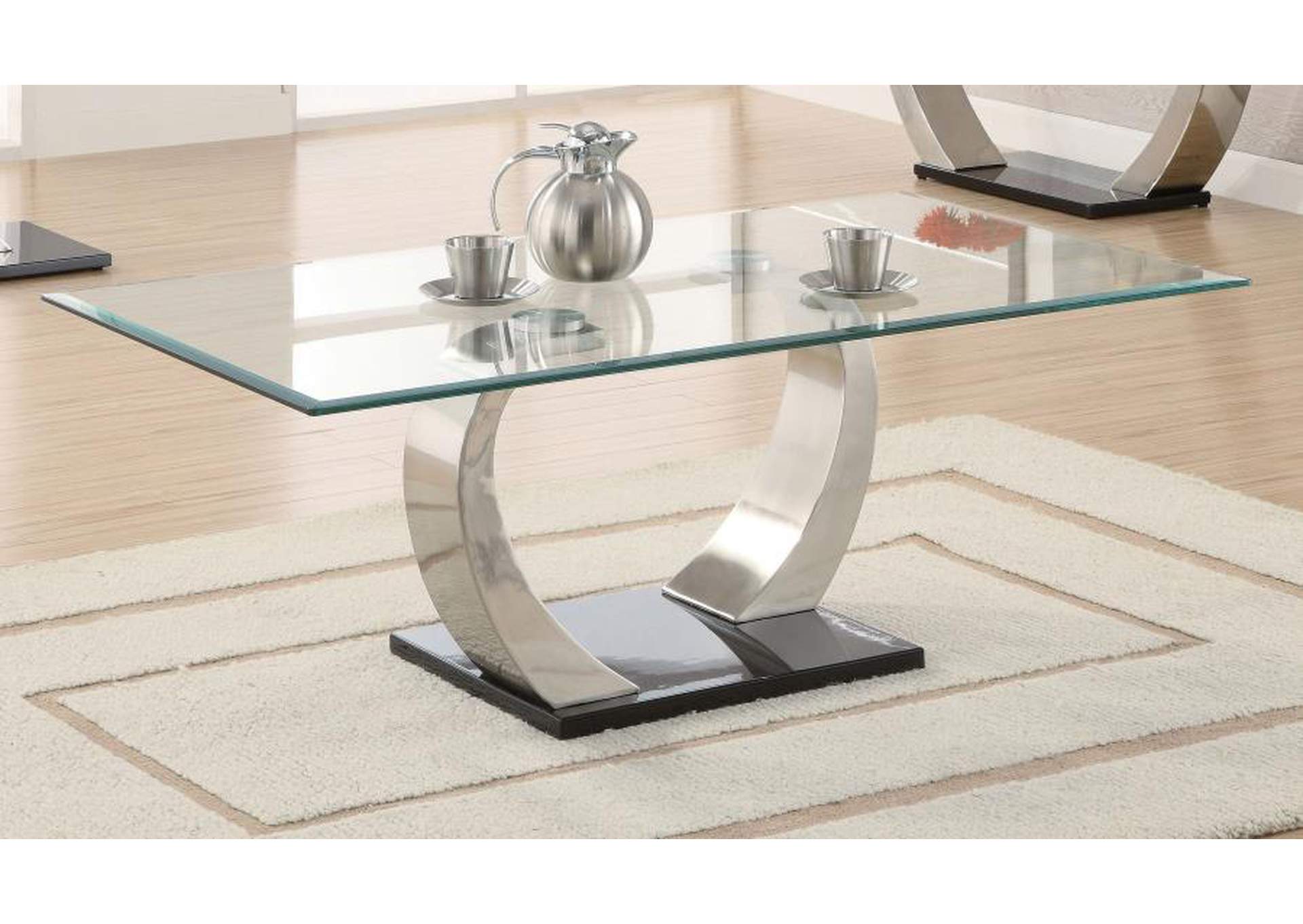 Pruitt Glass Top Coffee Table Clear And Satin,Coaster Furniture