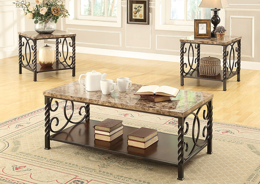 Dark Brown 3Pc Occasional Table Set,ABF Coaster Furniture