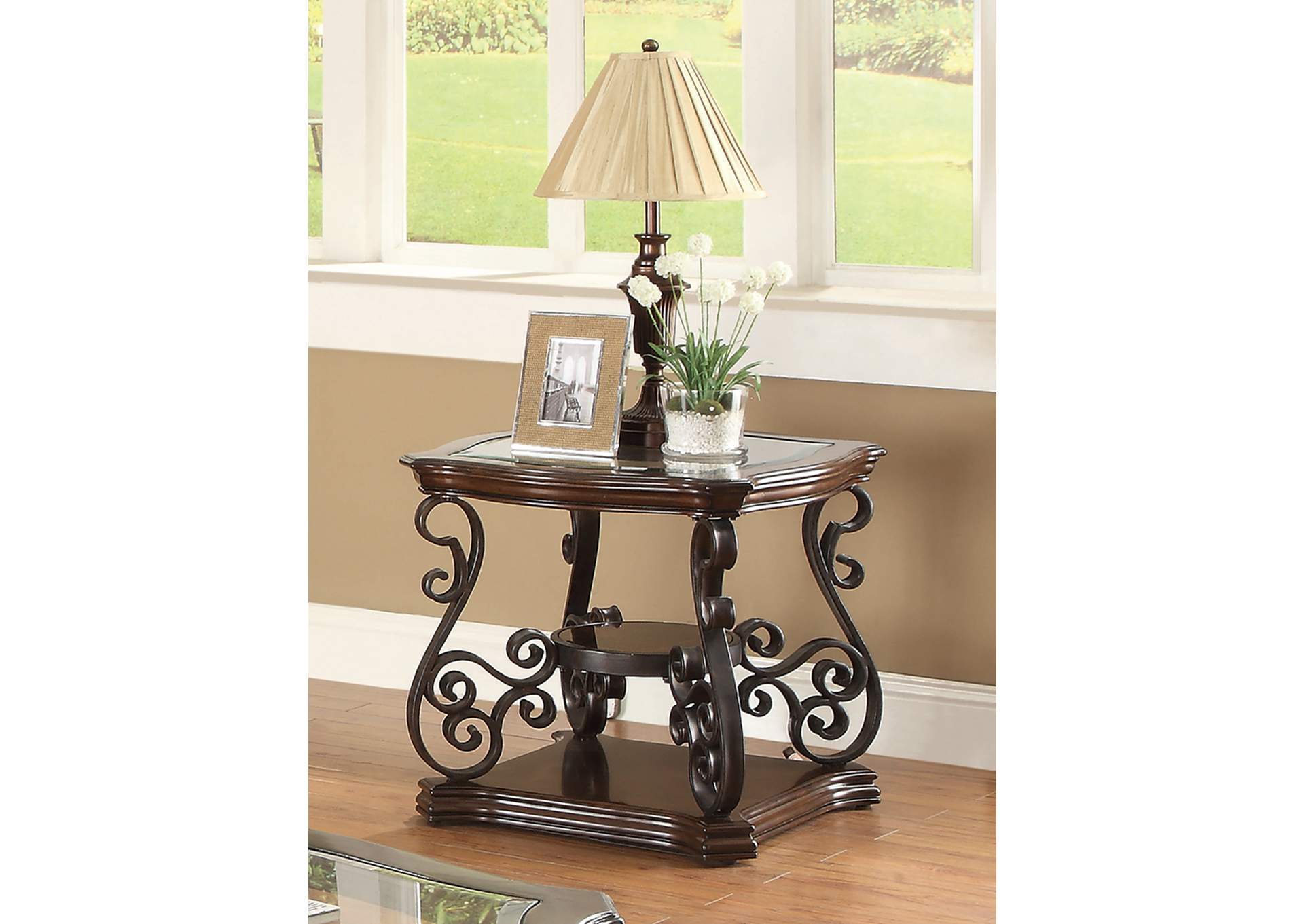 Laney End Table Deep Merlot and Clear,Coaster Furniture