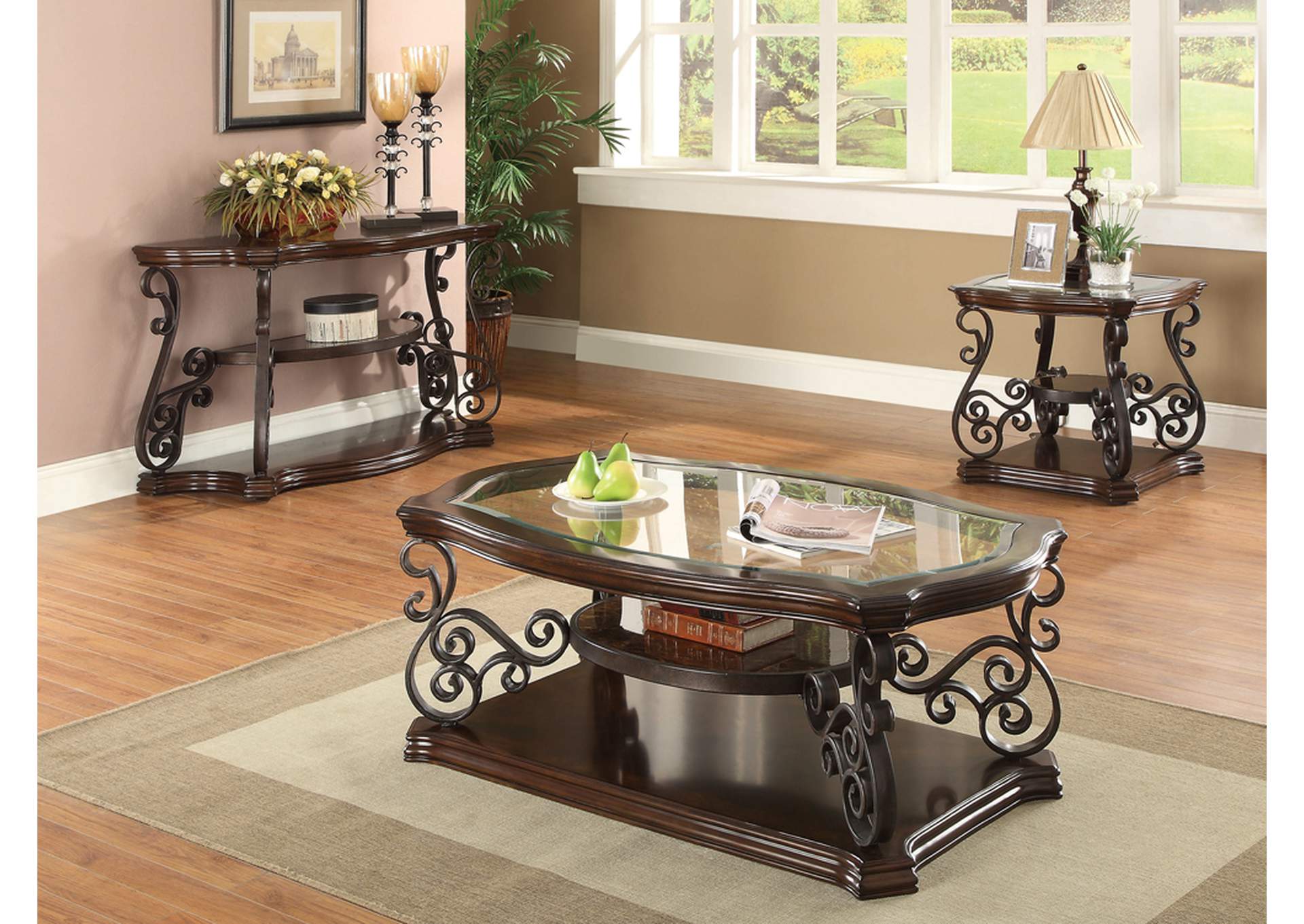 Laney Sofa Table Deep Merlot and Clear,Coaster Furniture