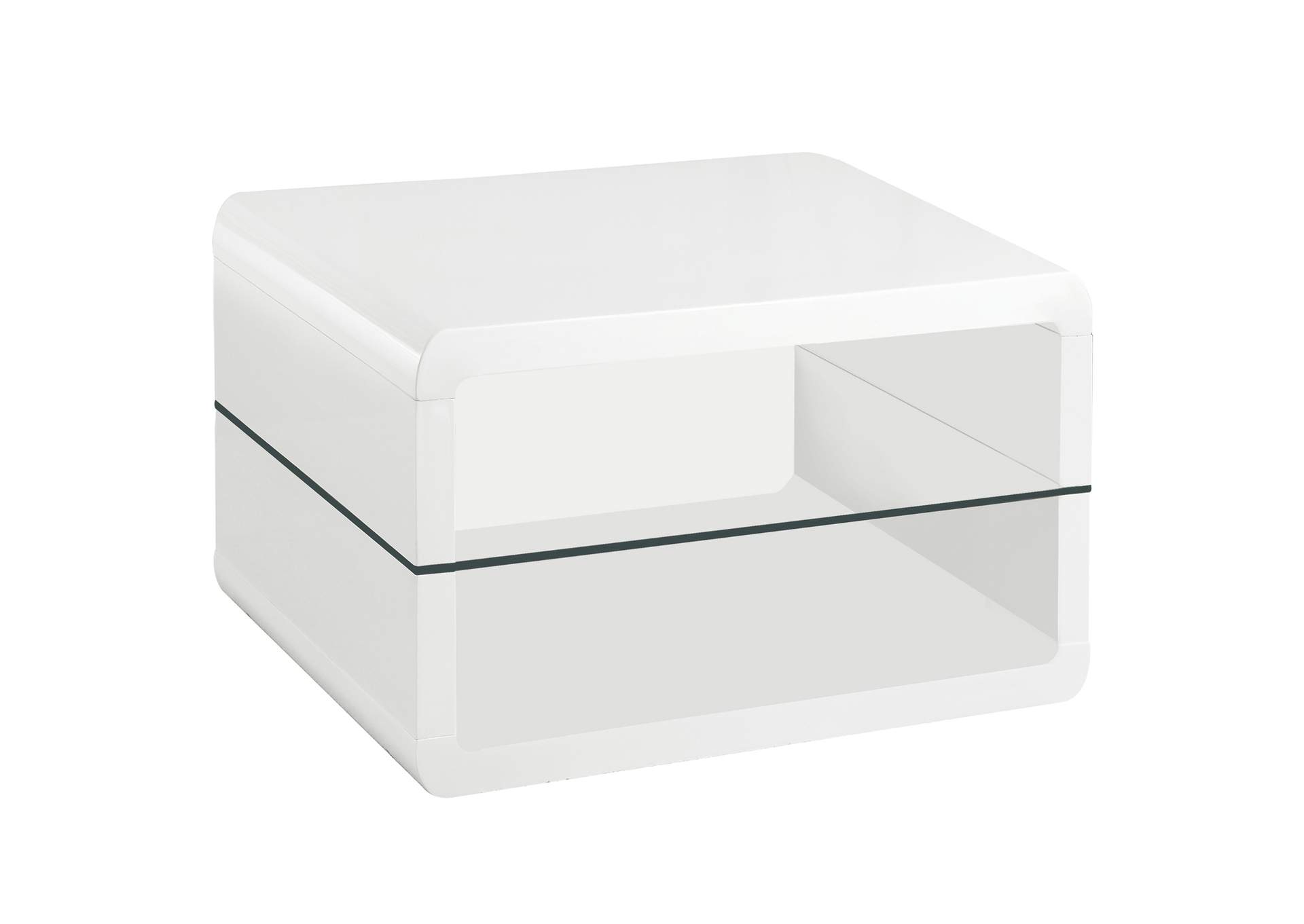 Elana Square 2-shelf End Table Glossy White,Coaster Furniture