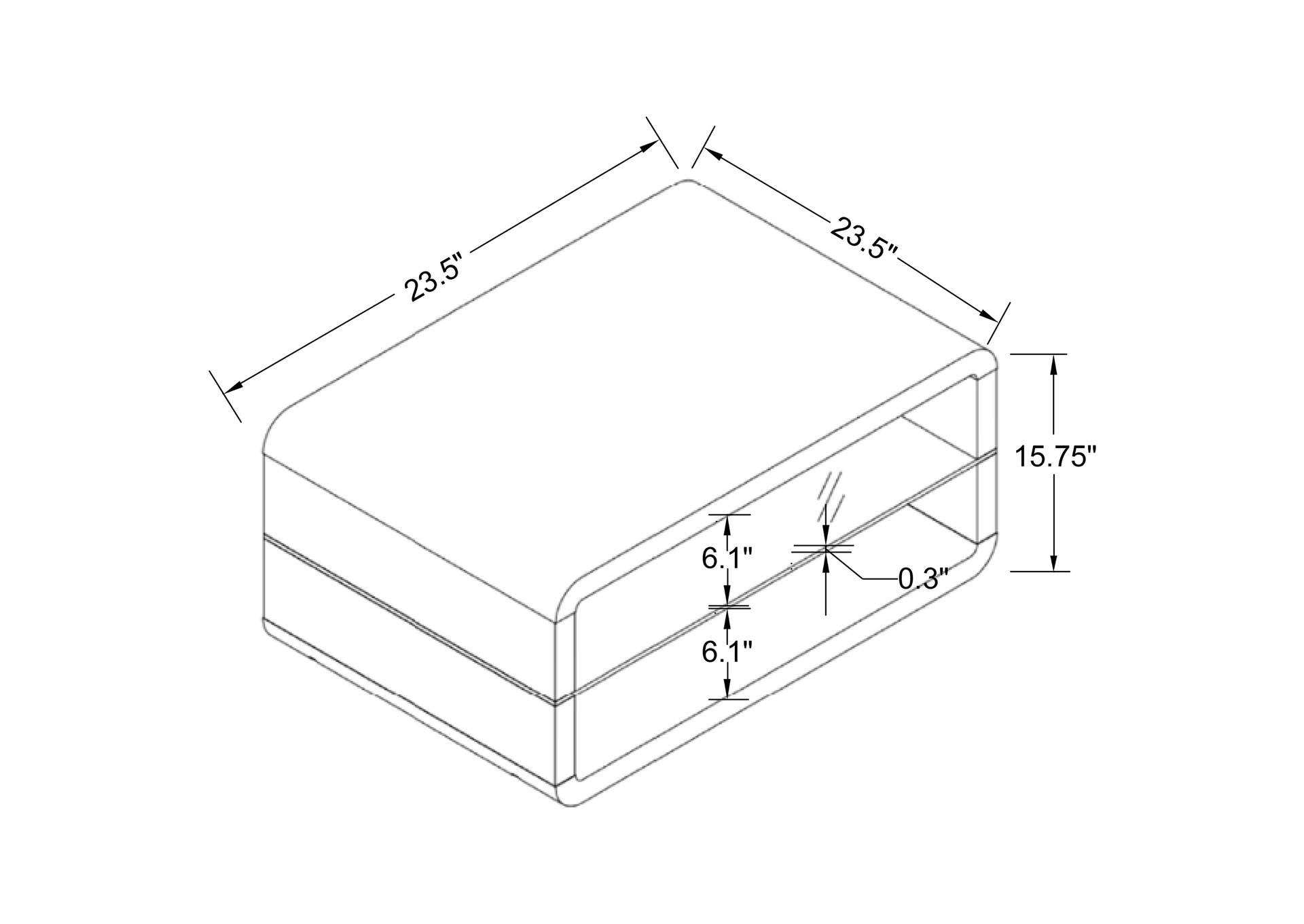 Elana Square 2-shelf End Table Glossy White,Coaster Furniture