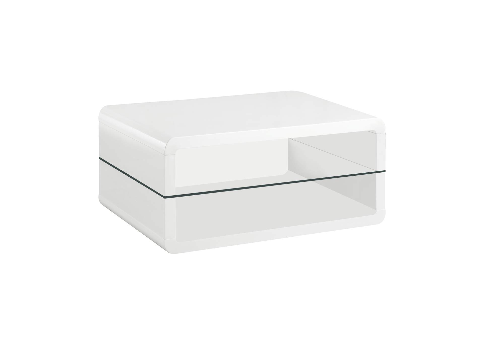 Elana Rectangle 2-shelf Coffee Table Glossy White,Coaster Furniture