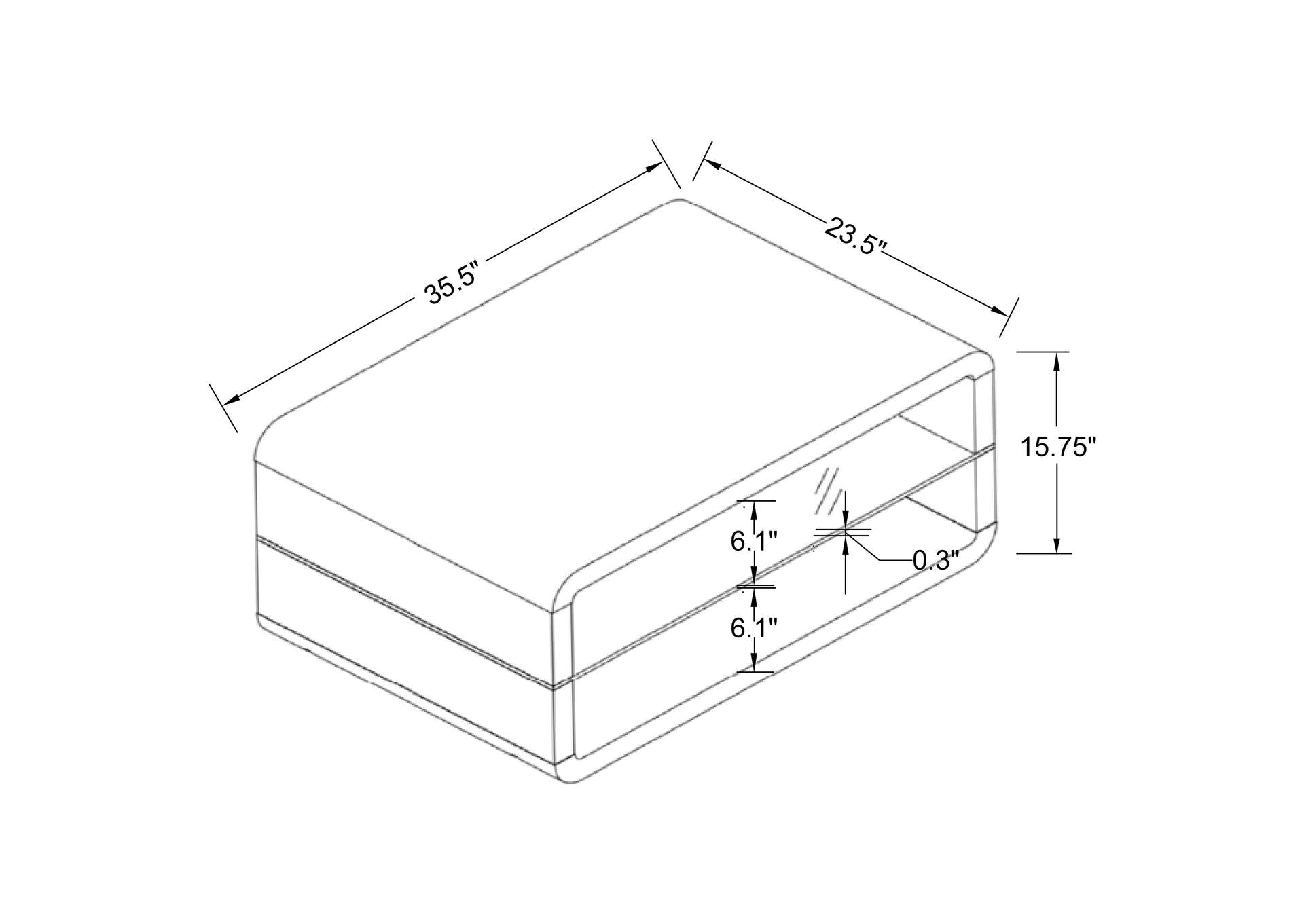 Elana Rectangle 2-shelf Coffee Table Glossy White,Coaster Furniture