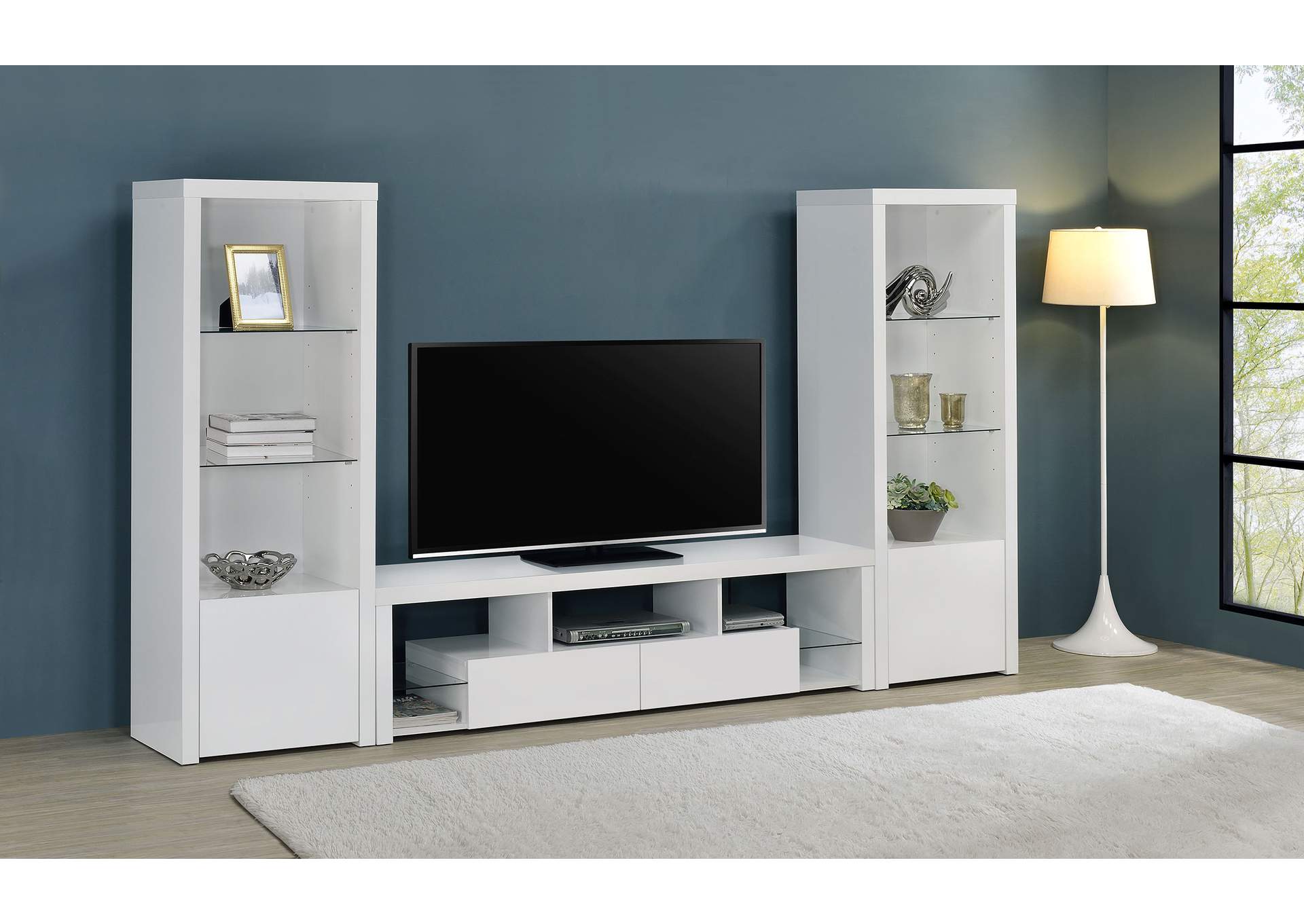 Jude 3-piece Entertainment Center With 71" TV Stand White High Gloss,Coaster Furniture