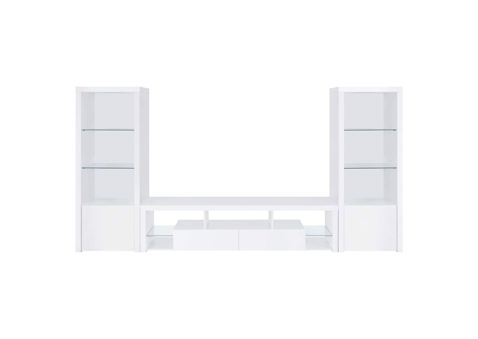 Jude 3-piece Entertainment Center With 71" TV Stand White High Gloss,Coaster Furniture