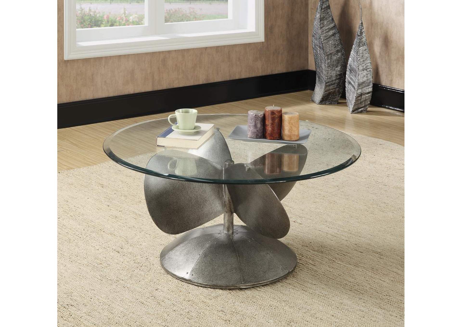 Grey Coffee Table w/Glass Top,ABF Coaster Furniture