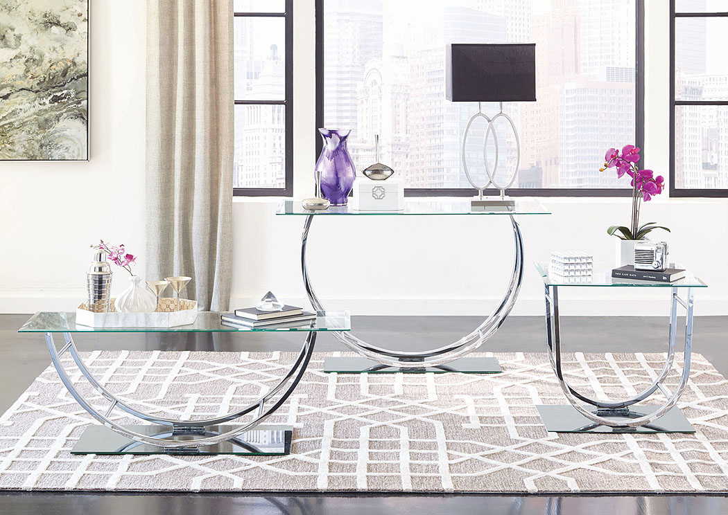 U Shaped Chrome Sofa Table w/Glass Top,ABF Coaster Furniture