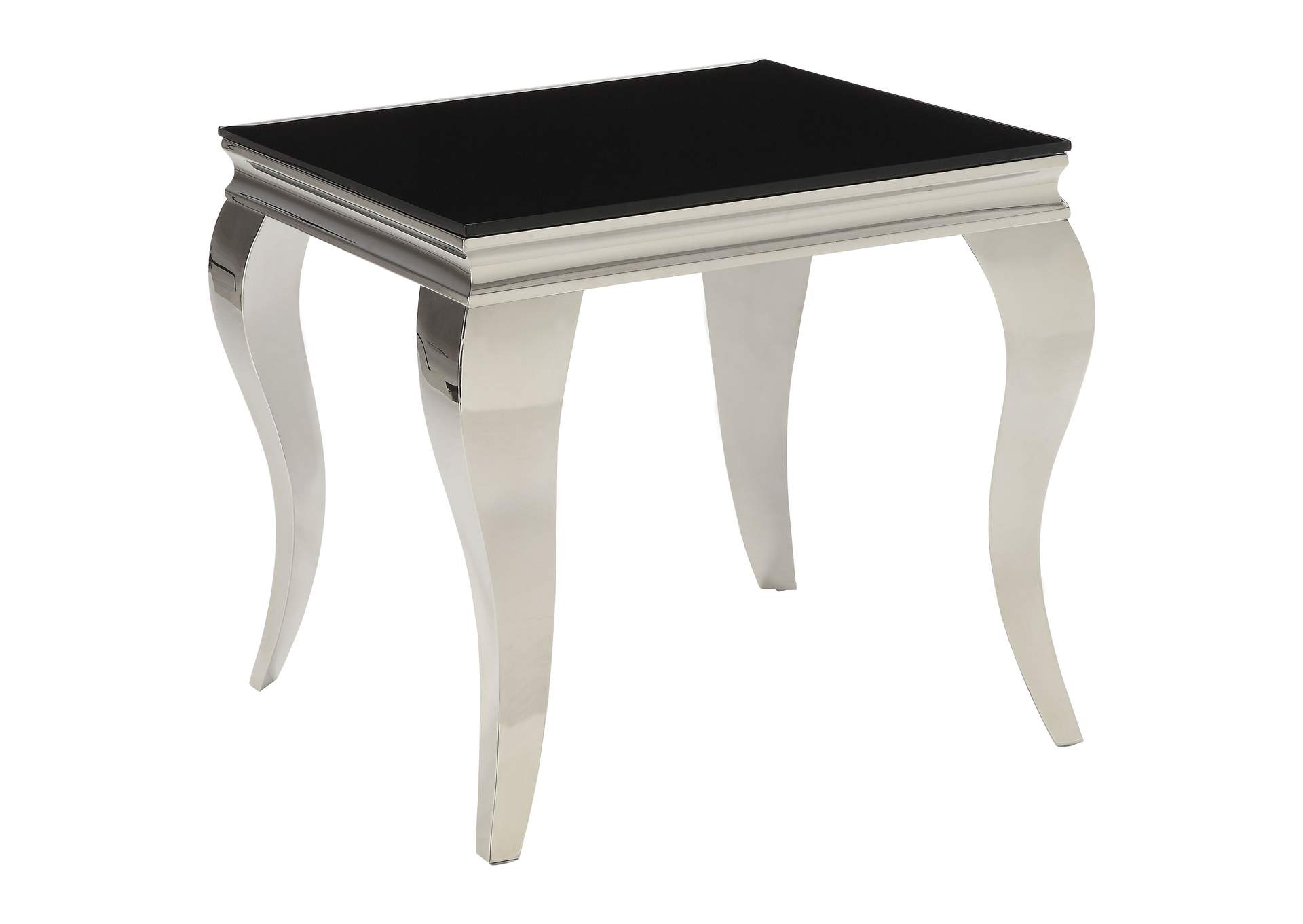 Luna Square End Table Chrome and Black,Coaster Furniture