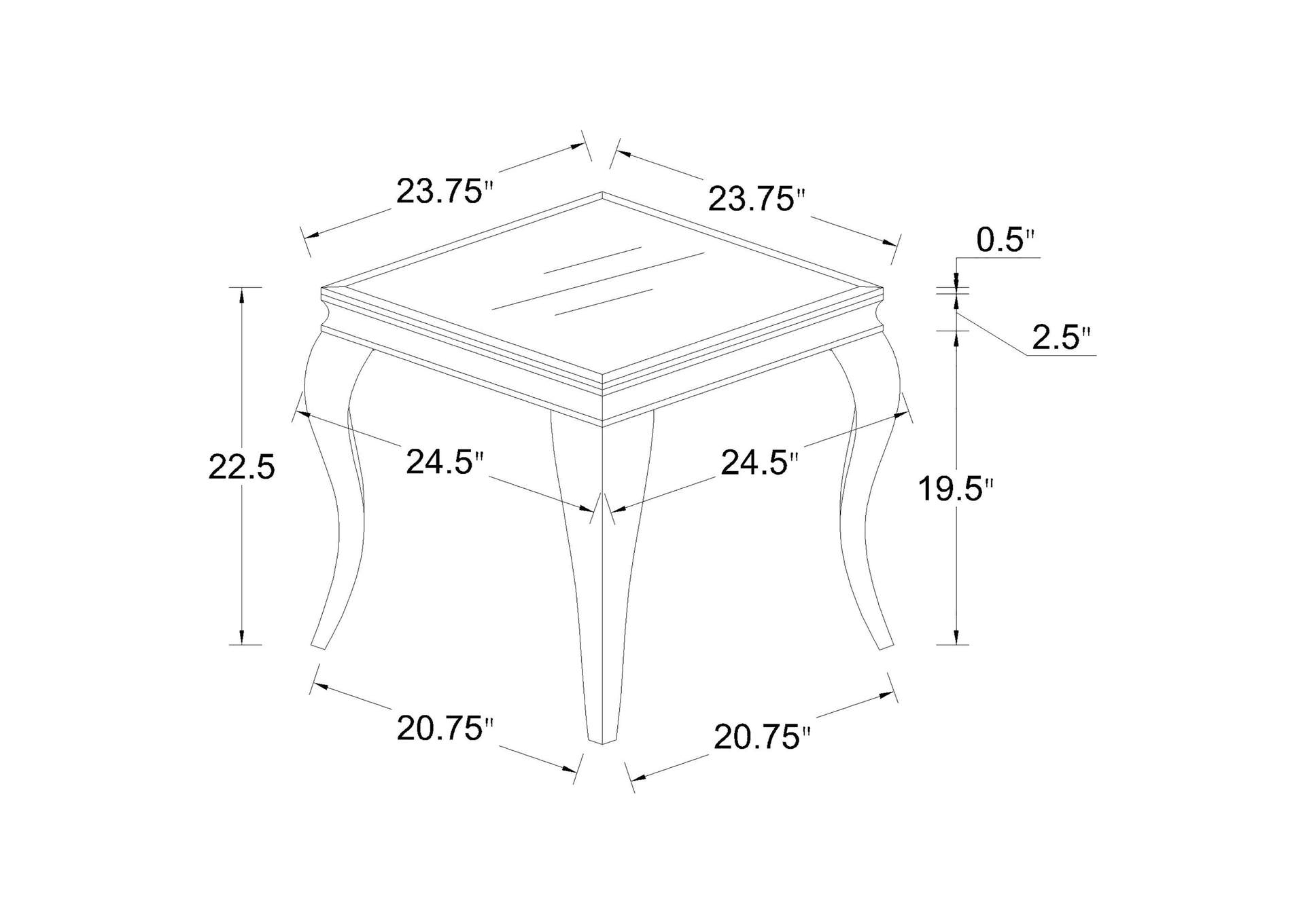 Luna Square End Table Chrome and Black,Coaster Furniture